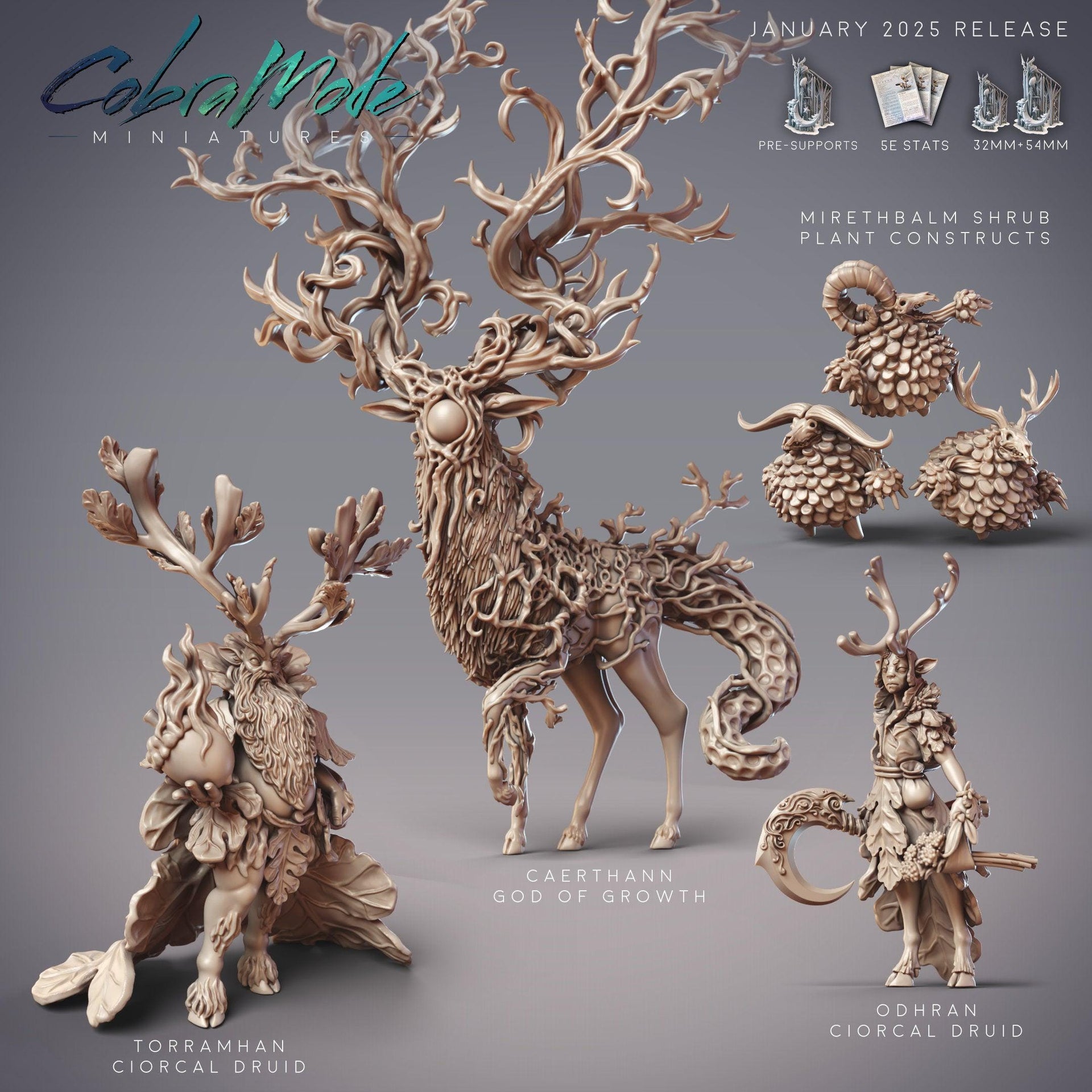 God of Growth Caerthann, Plant Diety - CobraMode | 28mm and 32mm | Wargaming | DnD | Tabletop Roleplaying