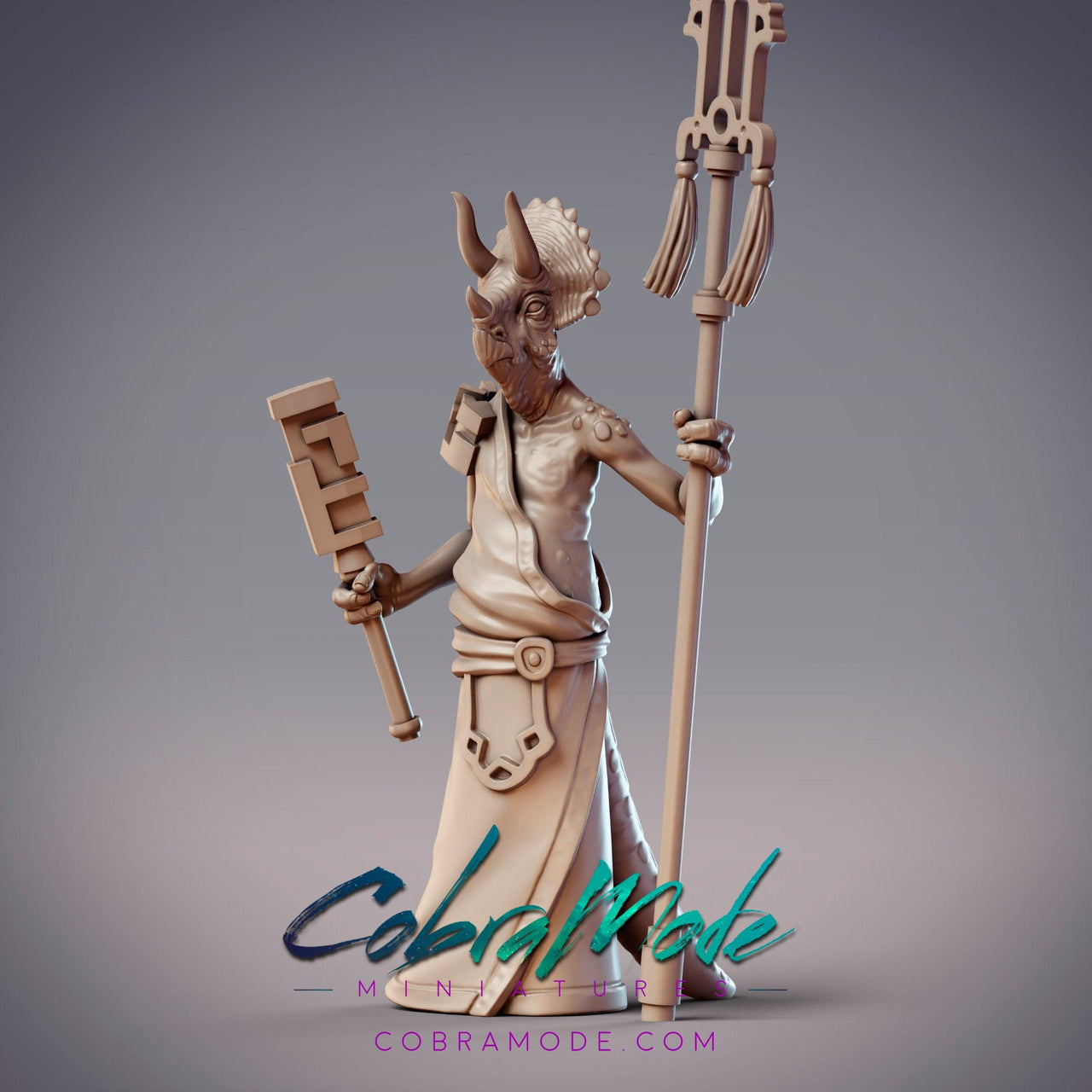 Dinovian Priest Solathar, Dinosaur Folk Monk- CobraMode | 28mm and 32mm | Wargaming | DnD | Tabletop Roleplaying