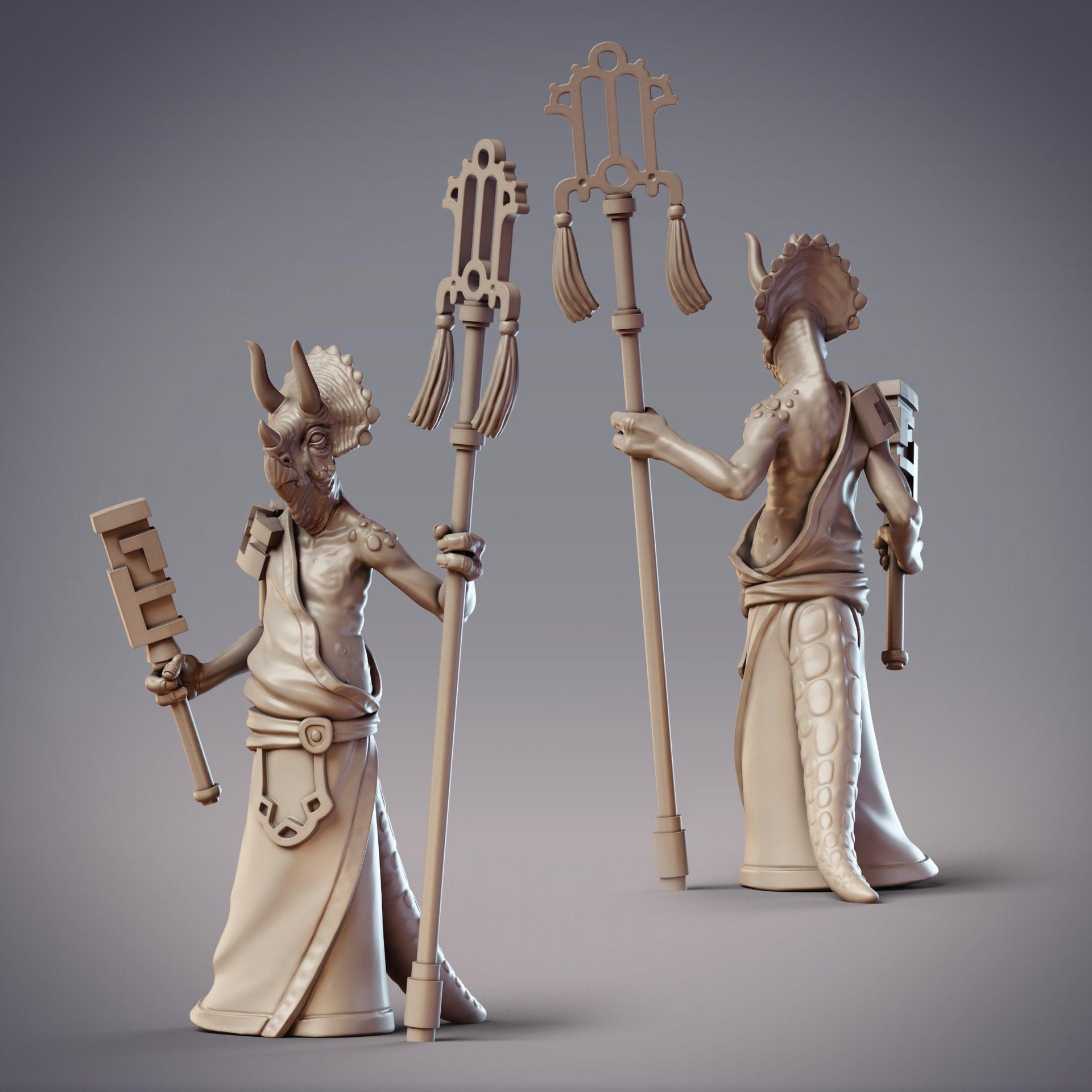 Dinovian Priest Solathar, Dinosaur Folk Monk- CobraMode | 28mm and 32mm | Wargaming | DnD | Tabletop Roleplaying