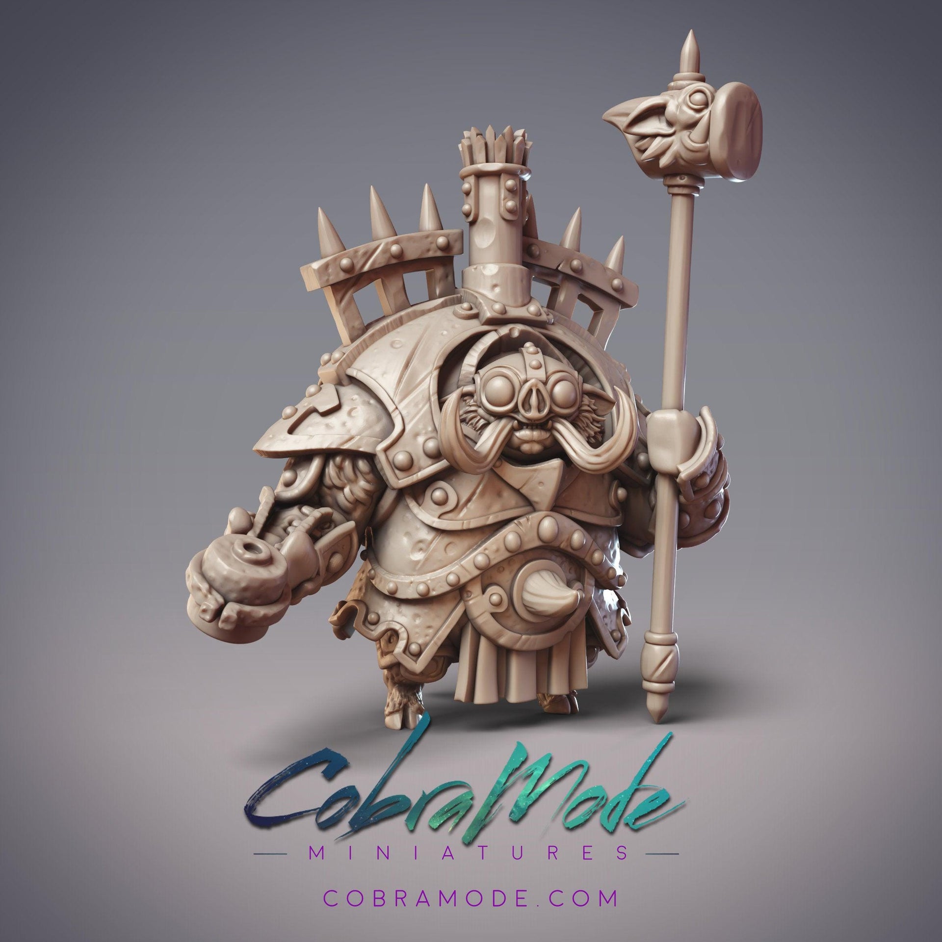 Goksagu Metallurgist Lokcha, Armored Blacksmith - CobraMode | 28mm and 32mm | Wargaming | DnD | Tabletop Roleplaying