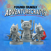 Cat Enchanter and Ninjas - Found Family Adventurecrafts | 28mm and 32mm | Wargaming | DnD | Tabletop Roleplaying