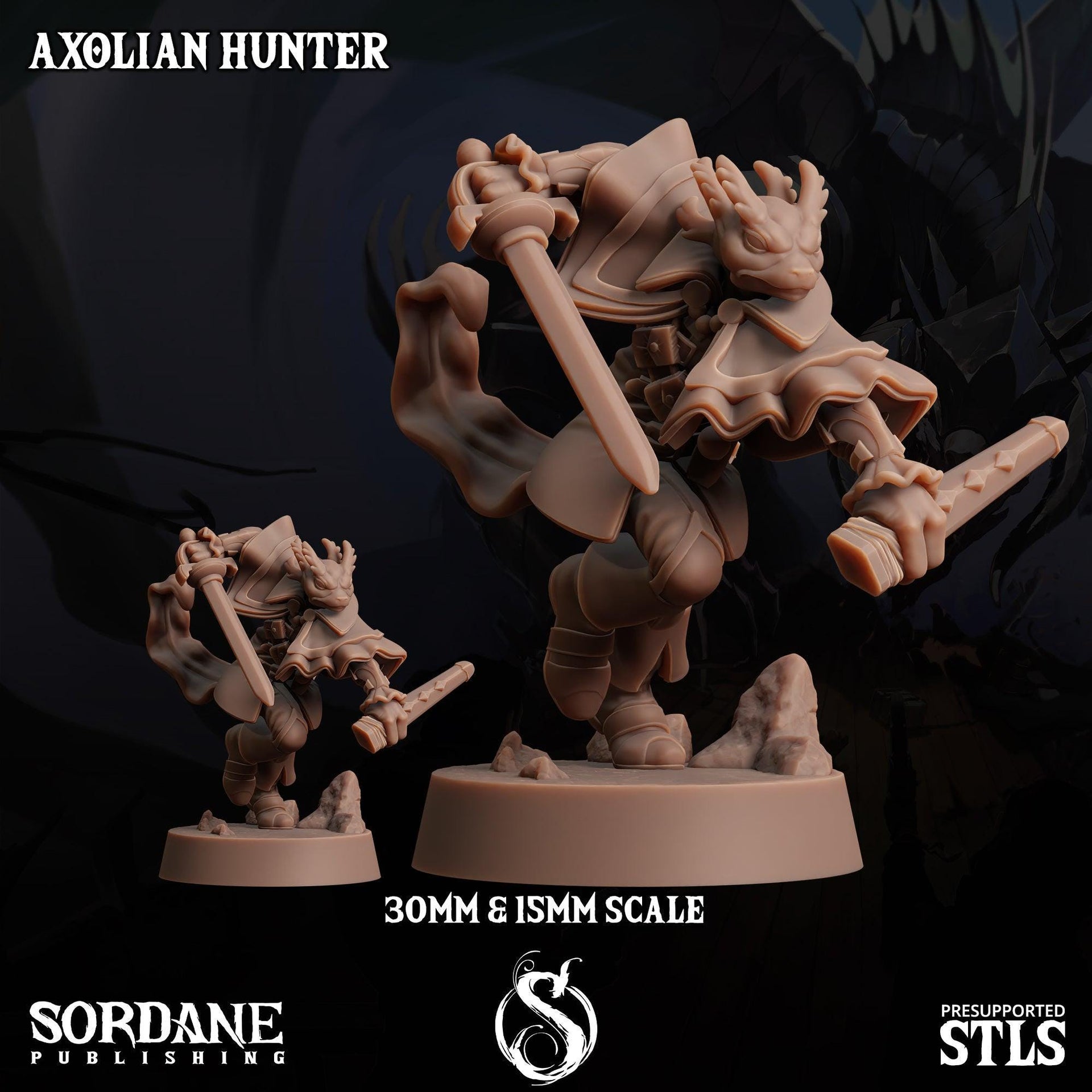 Axolian Hunter, Axolotl Folk Rogue - Sordane Publishing | 28mm and 32mm | Wargaming | DnD | Tabletop Roleplaying