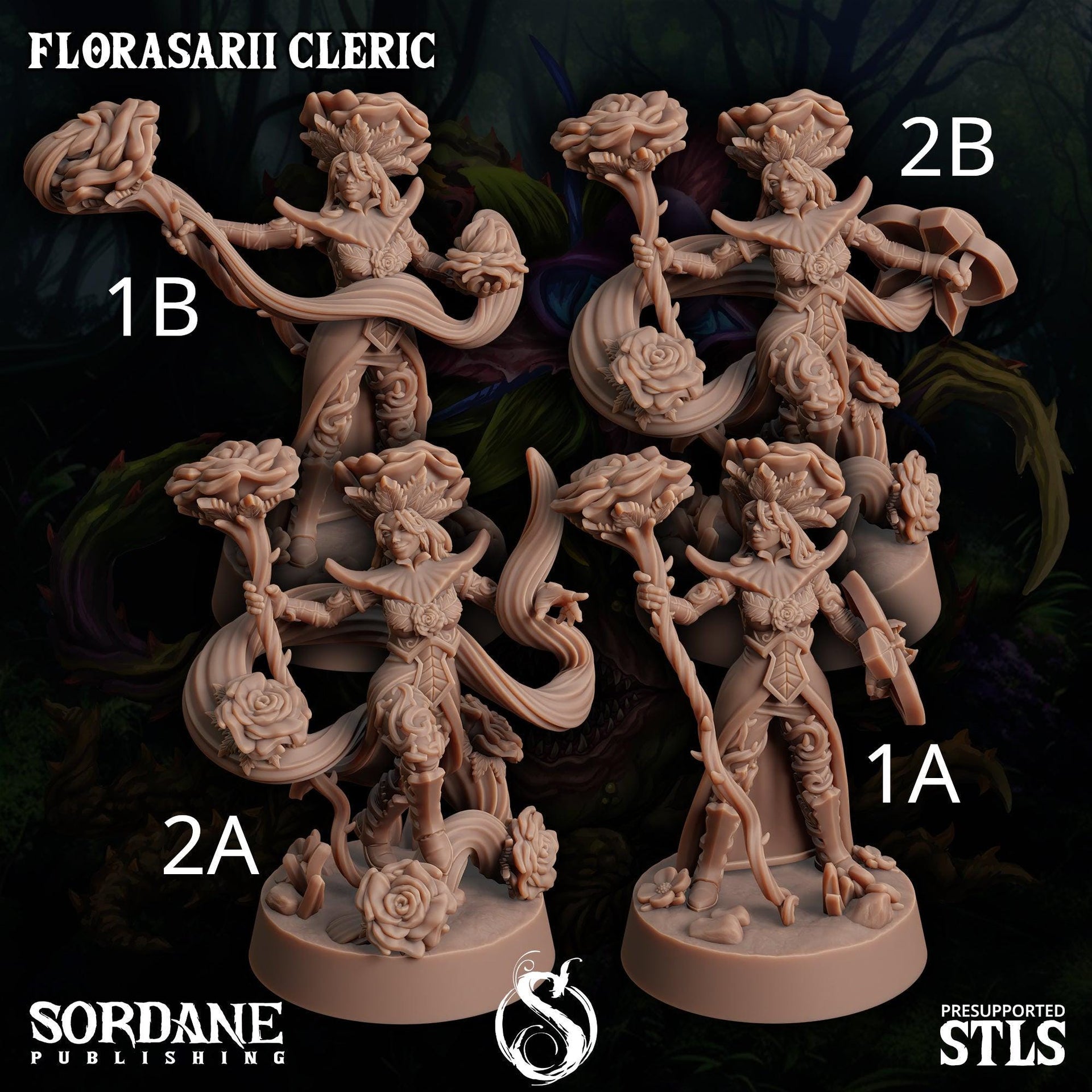 Florasarii Cleric, Flower folk Healer - Sordane Publishing | 28mm and 32mm | Wargaming | DnD | Tabletop Roleplaying