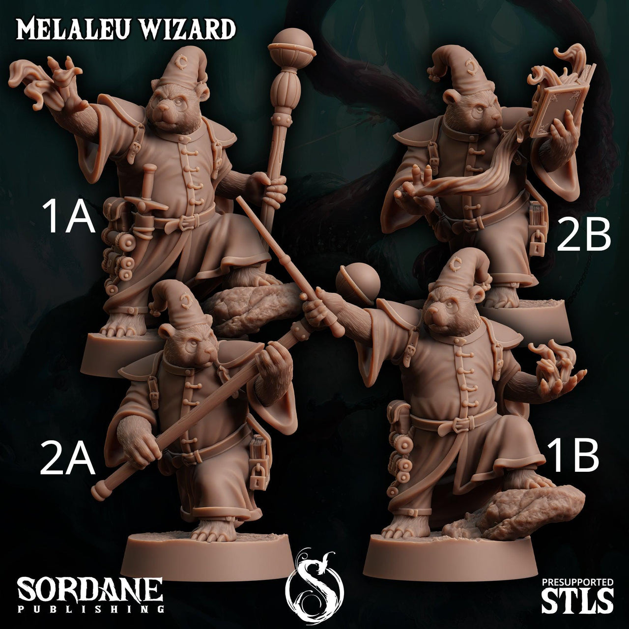 Melaleu Wizard , Pandafolk Mage - Sordane Publishing | 28mm and 32mm | Wargaming | DnD | Tabletop Roleplaying