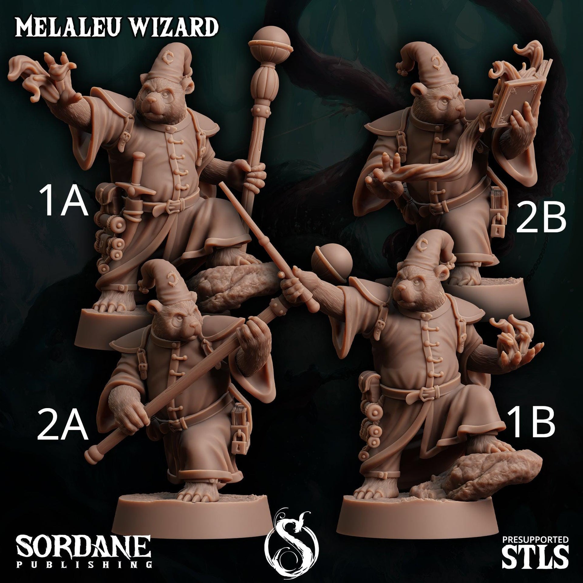 Melaleu Wizard , Pandafolk Mage - Sordane Publishing | 28mm and 32mm | Wargaming | DnD | Tabletop Roleplaying