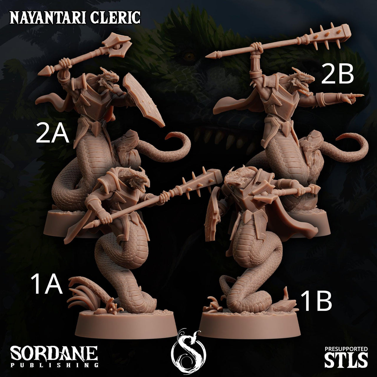 Nayantari Cleric, Snakefolk Paladin - Sordane Publishing | 28mm and 32mm | Wargaming | DnD | Tabletop Roleplaying