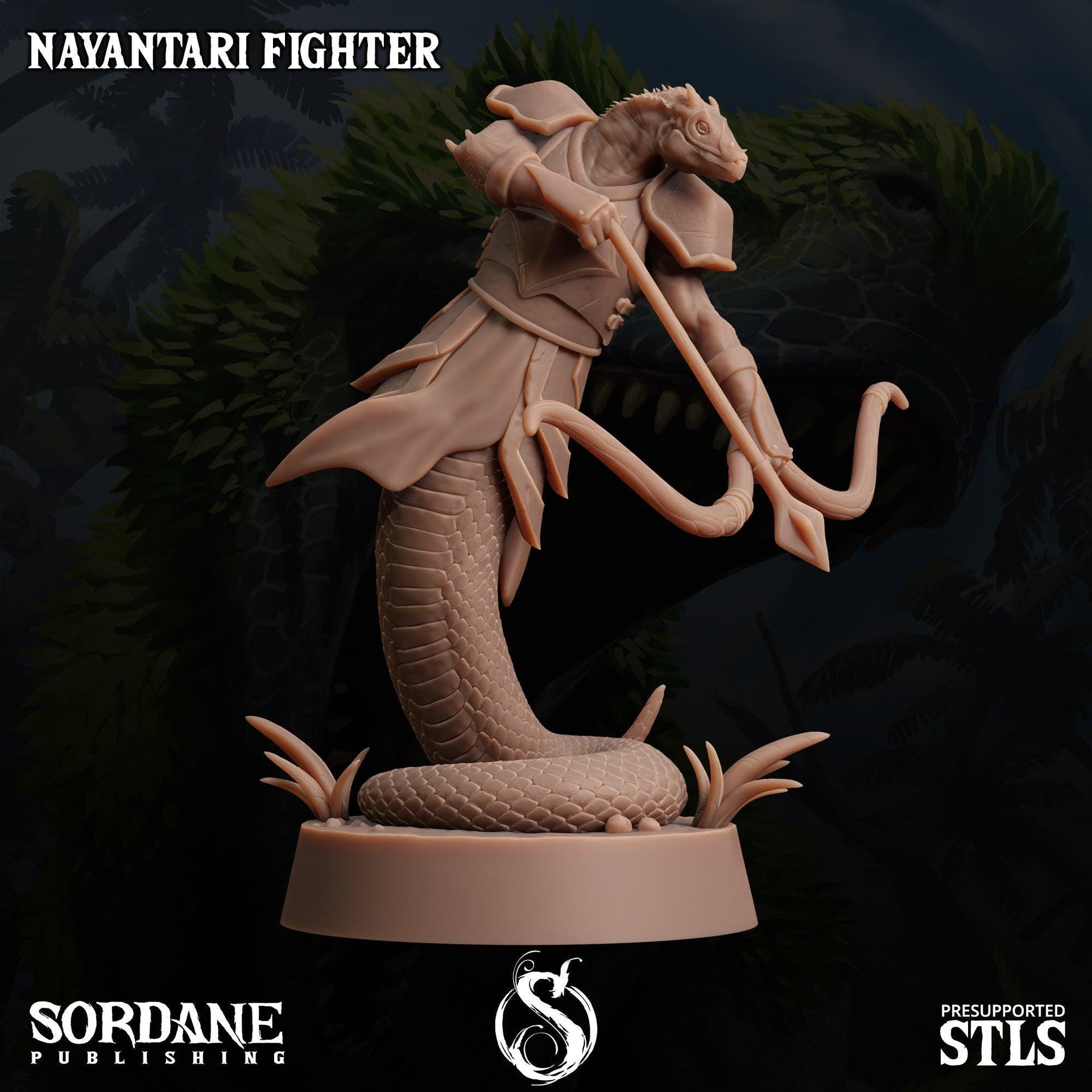 Nayantari Fighter, Snakefolk Fighter - Sordane Publishing | 28mm and 32mm | Wargaming | DnD | Tabletop Roleplaying