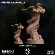 Nayantari Barbarian, Snakefolk Fighter - Sordane Publishing | 28mm and 32mm | Wargaming | DnD | Tabletop Roleplaying