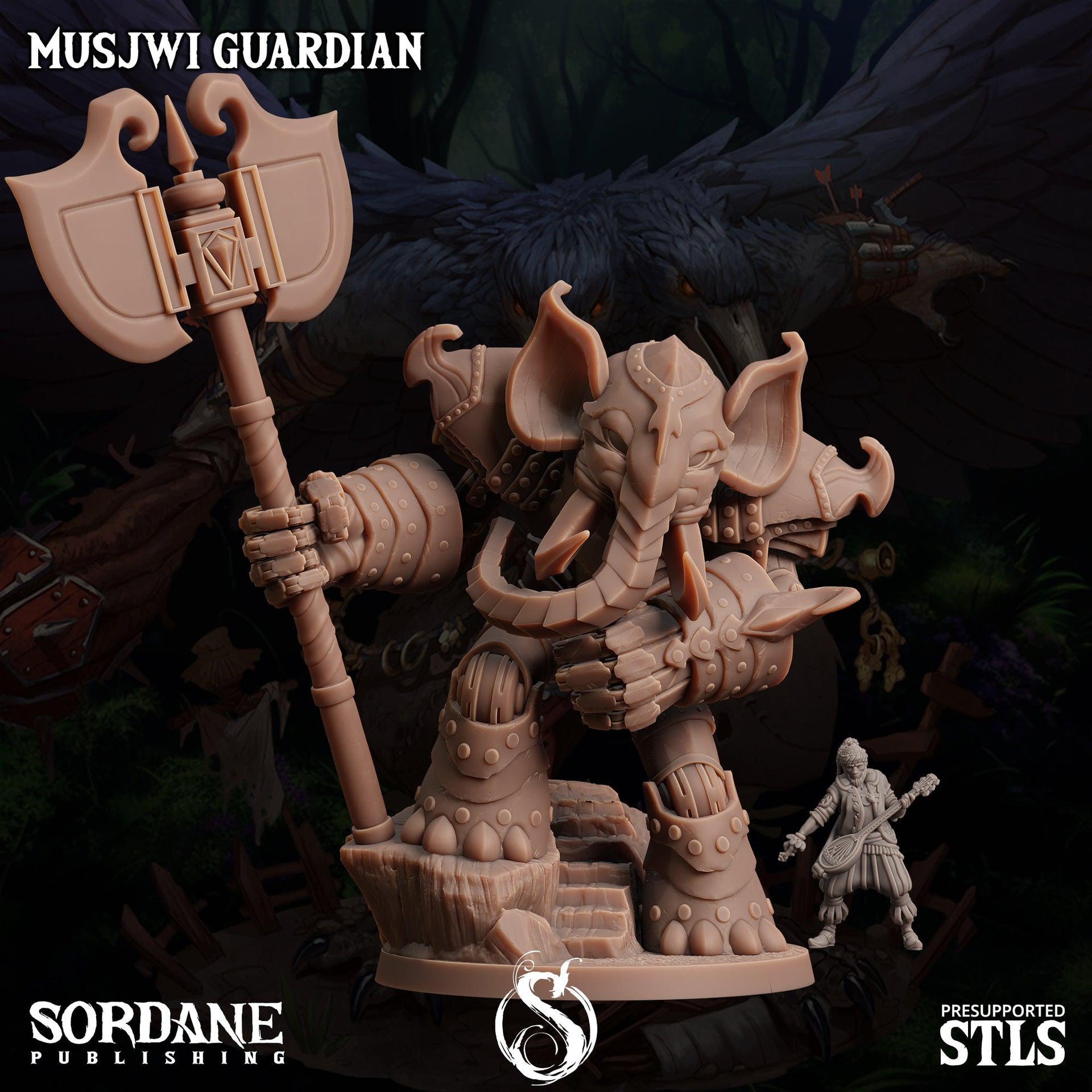 Musjwi Guardian, Elephantfolk Paladin - Sordane Publishing | 28mm and 32mm | Wargaming | DnD | Tabletop Roleplaying