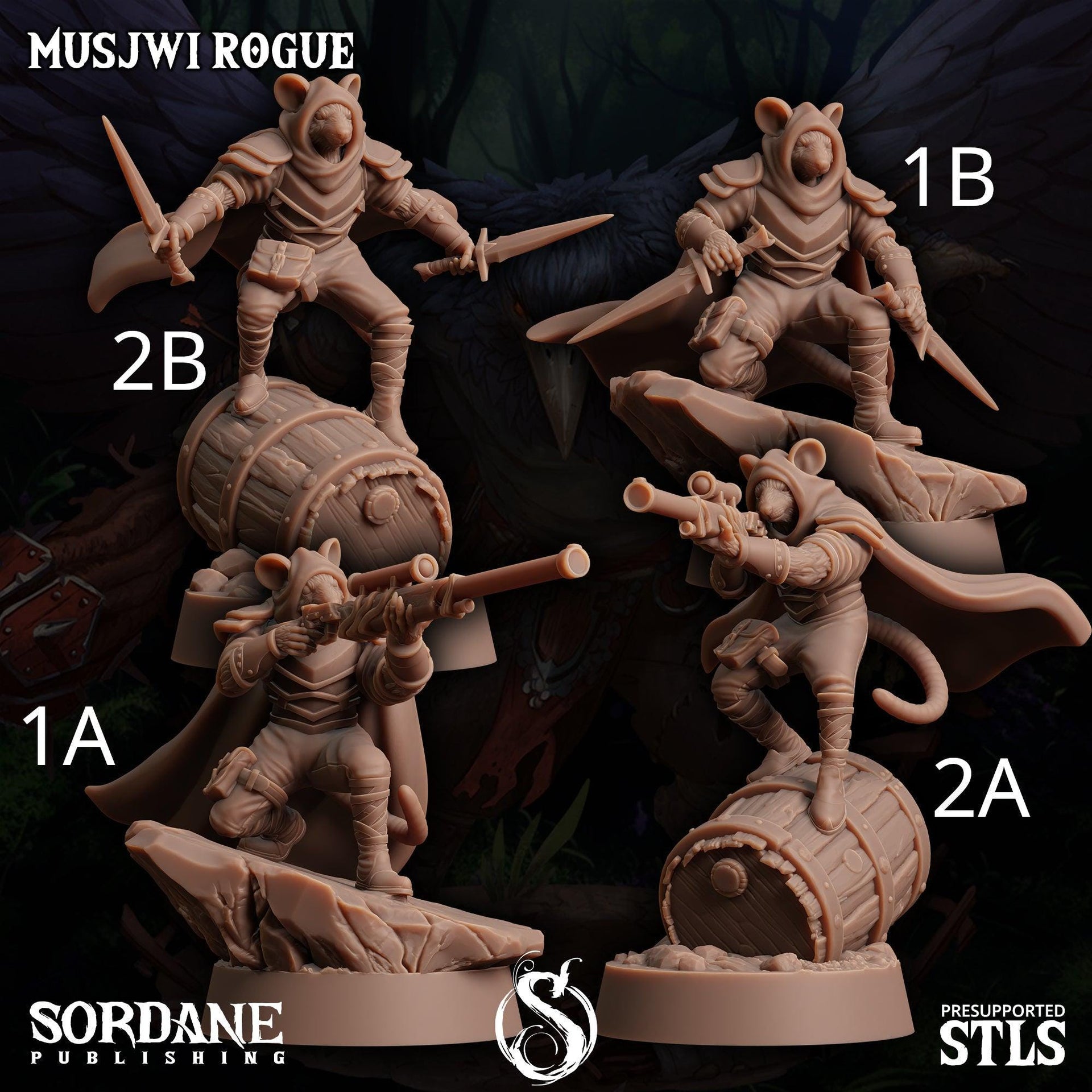 Musjwi Rogue, Mousefolk Sniper - Sordane Publishing | 28mm and 32mm | Wargaming | DnD | Tabletop Roleplaying