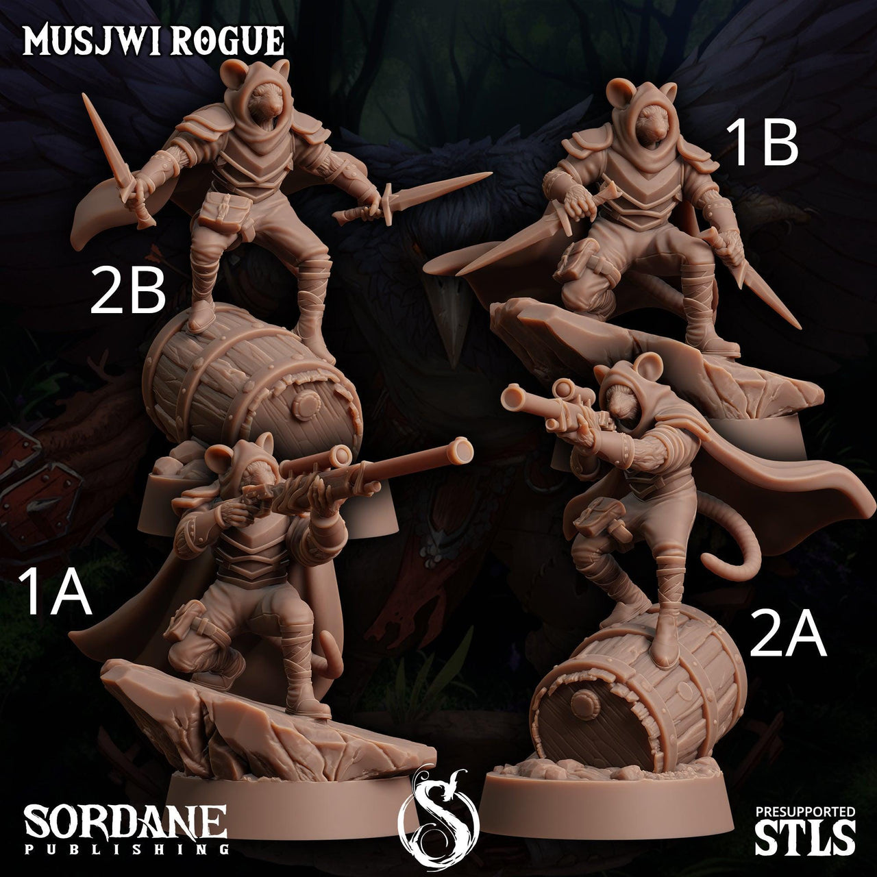 Musjwi Rogue, Mousefolk Sniper - Sordane Publishing | 28mm and 32mm | Wargaming | DnD | Tabletop Roleplaying