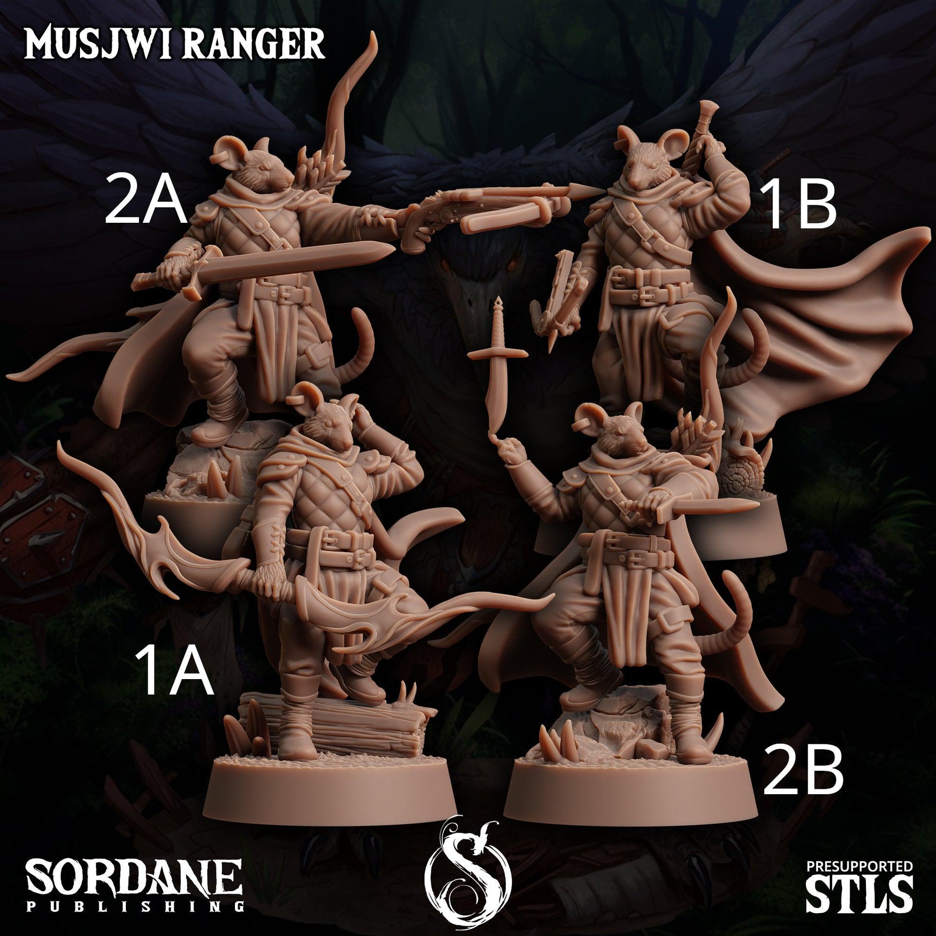 Musjwi Ranger, Mousefolk Bandit- Sordane Publishing | 28mm and 32mm | Wargaming | DnD | Tabletop Roleplaying
