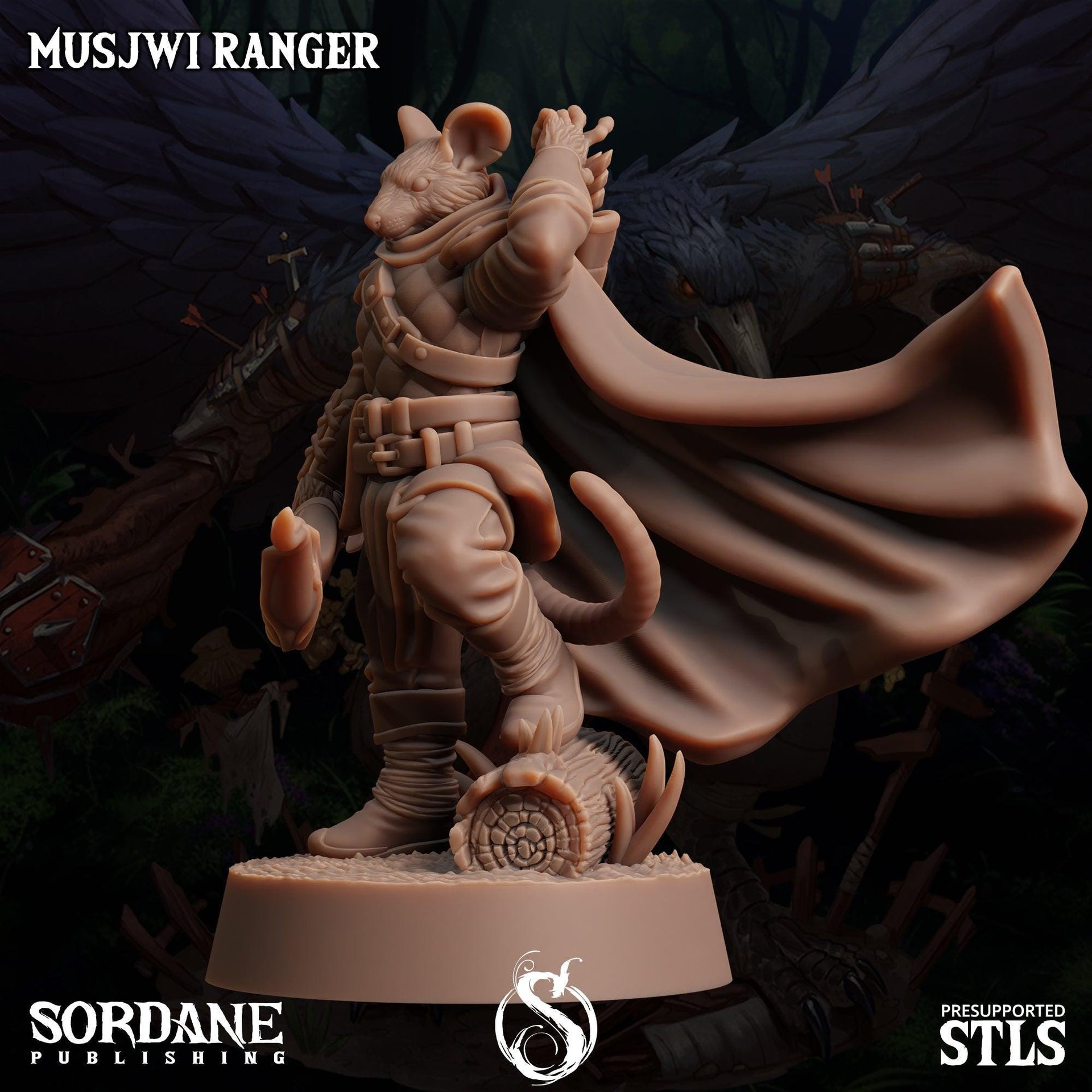 Musjwi Ranger, Mousefolk Bandit- Sordane Publishing | 28mm and 32mm | Wargaming | DnD | Tabletop Roleplaying