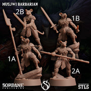 Musjwi Barbarian, Mousefolk Champion - Sordane Publishing | 28mm and 32mm | Wargaming | DnD | Tabletop Roleplaying