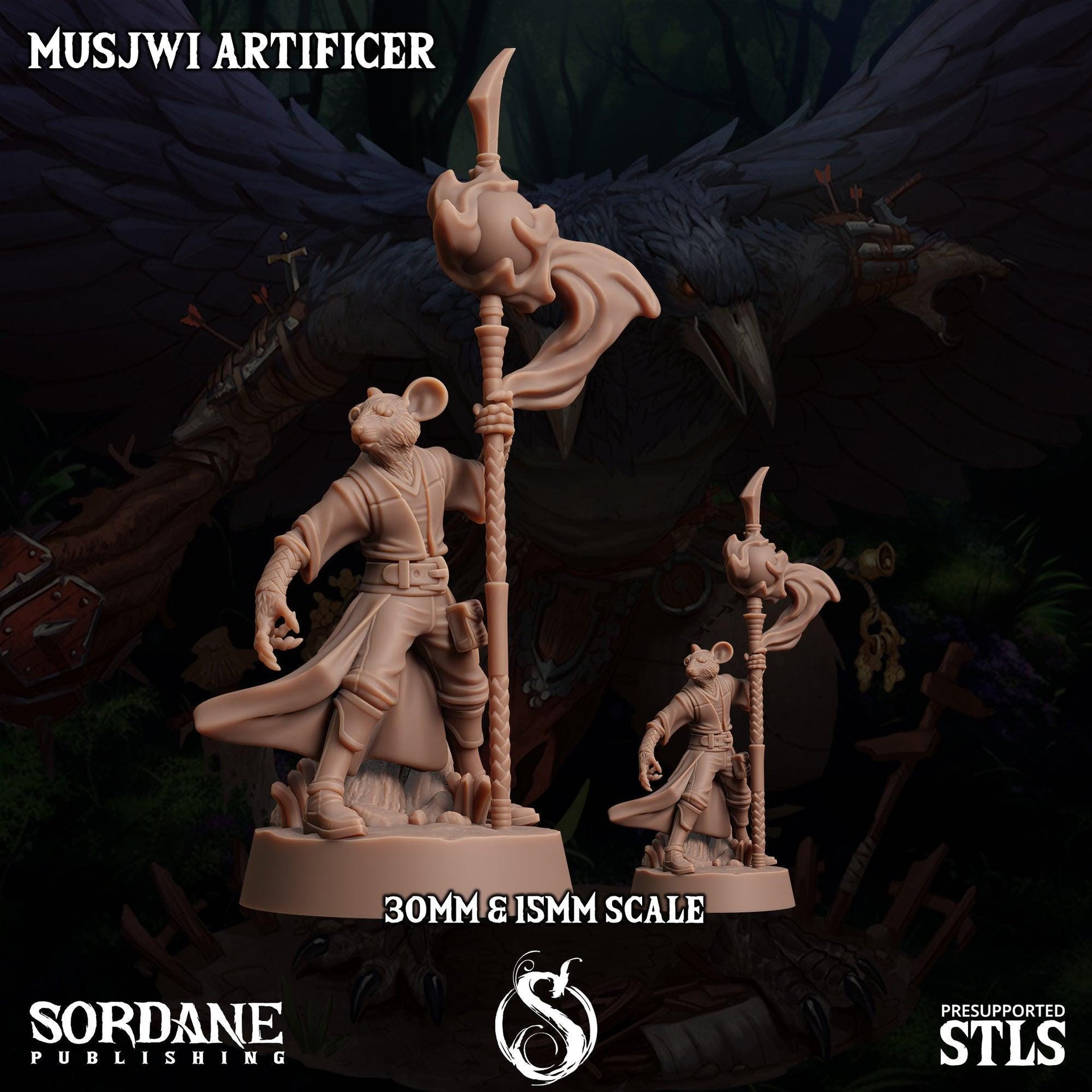 Musjwi Artificer, Mousefolk Inventor - Sordane Publishing | 28mm and 32mm | Wargaming | DnD | Tabletop Roleplaying