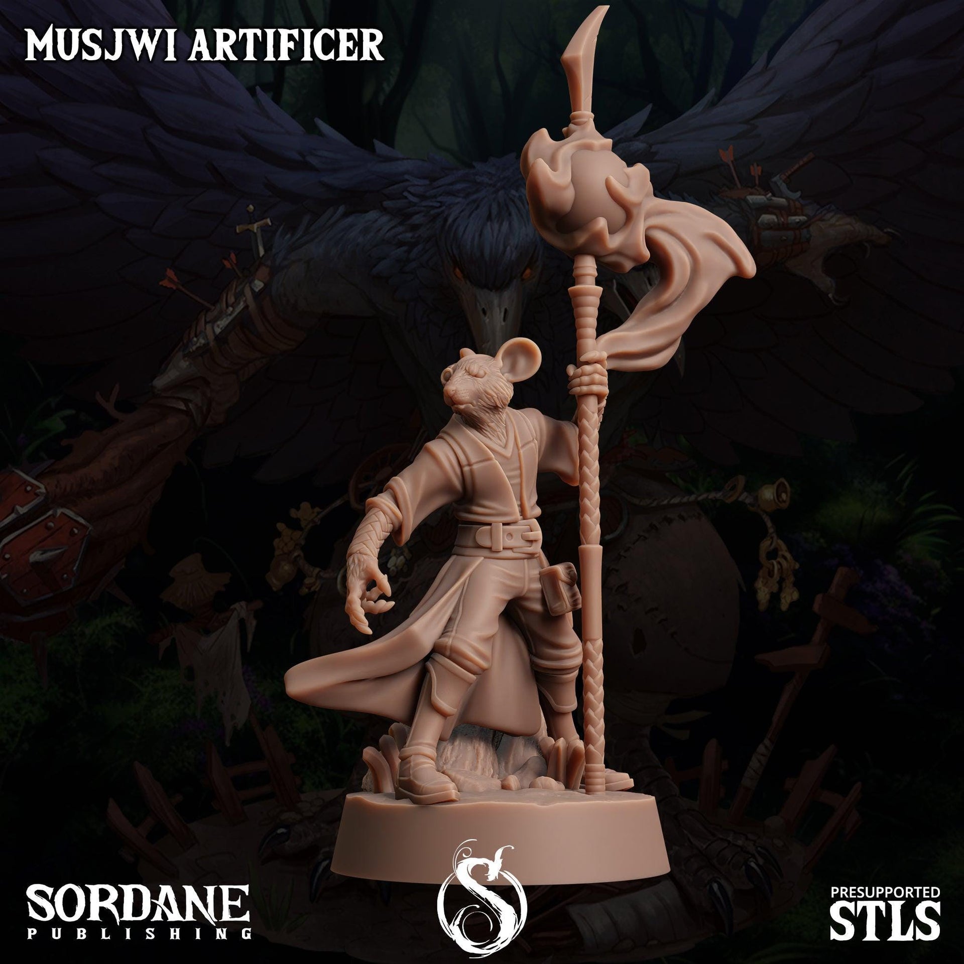 Musjwi Artificer, Mousefolk Inventor - Sordane Publishing | 28mm and 32mm | Wargaming | DnD | Tabletop Roleplaying