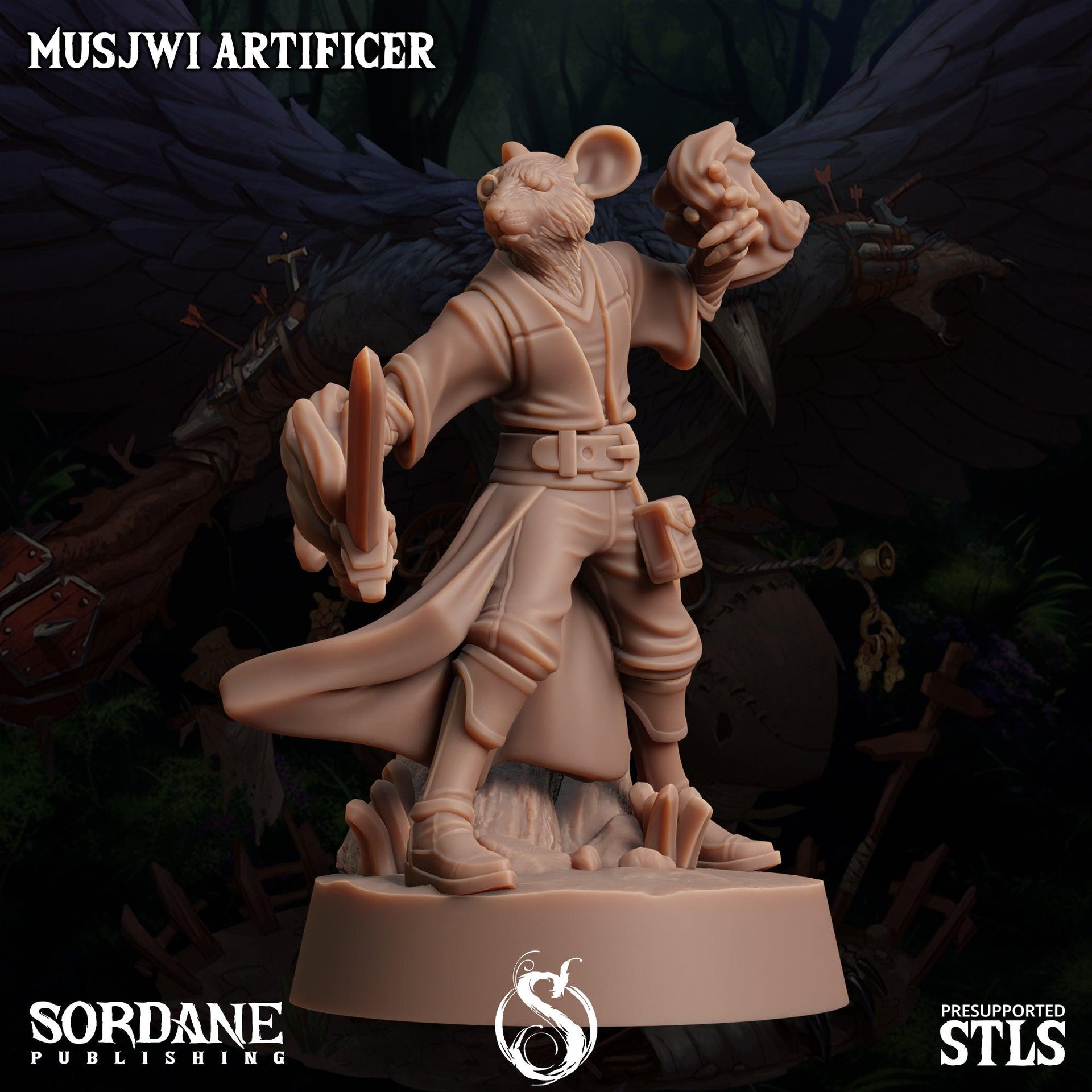 Musjwi Artificer, Mousefolk Inventor - Sordane Publishing | 28mm and 32mm | Wargaming | DnD | Tabletop Roleplaying