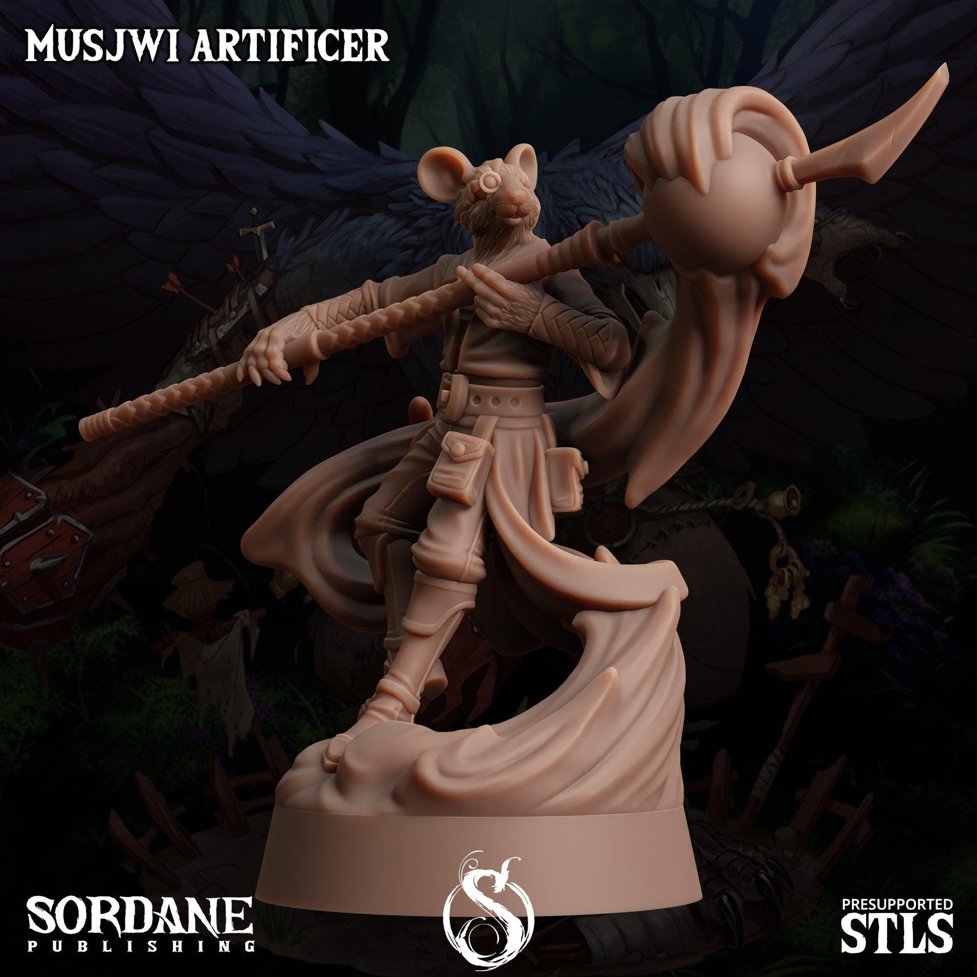 Musjwi Artificer, Mousefolk Inventor - Sordane Publishing | 28mm and 32mm | Wargaming | DnD | Tabletop Roleplaying