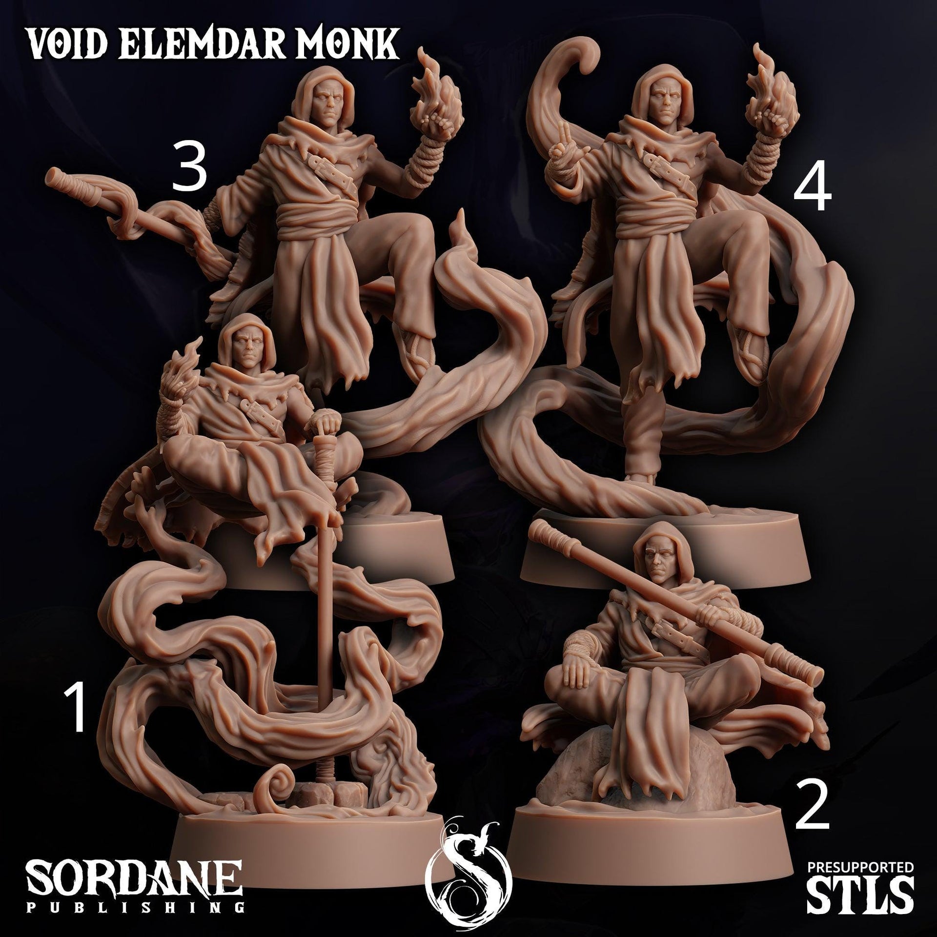 Void Elemdar Monk - Sordane Publishing | 28mm and 32mm | Wargaming | DnD | Tabletop Roleplaying