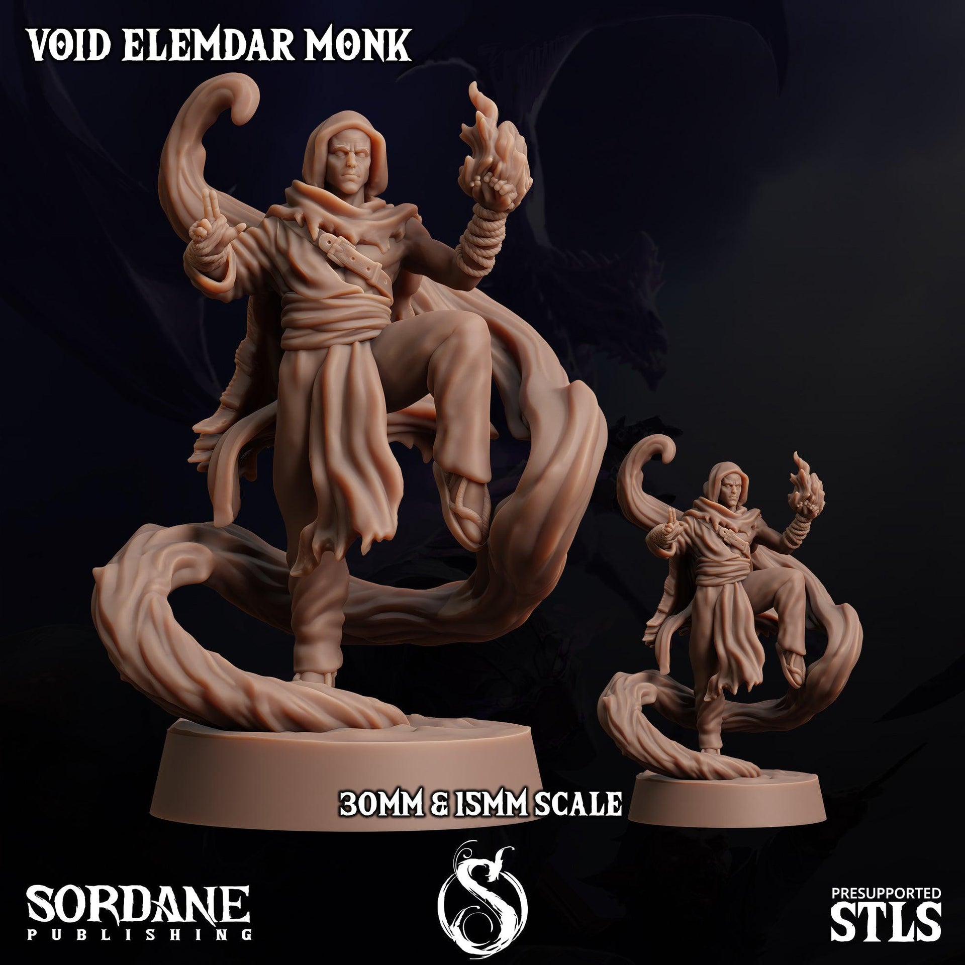 Void Elemdar Monk - Sordane Publishing | 28mm and 32mm | Wargaming | DnD | Tabletop Roleplaying
