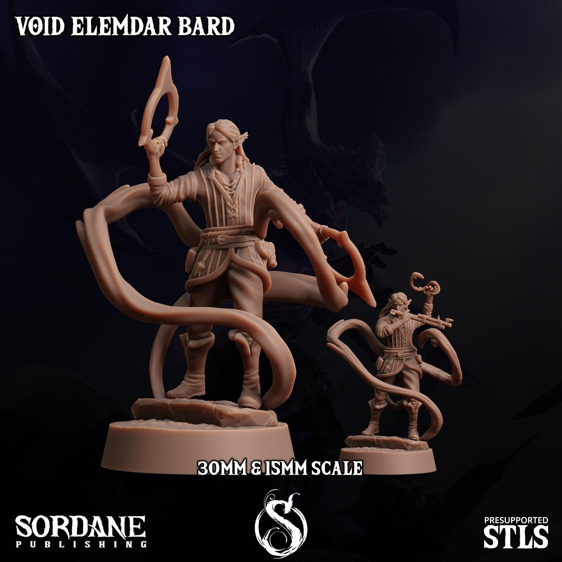 Void Elemdar Bard- Sordane Publishing | 28mm and 32mm | Wargaming | DnD | Tabletop Roleplaying