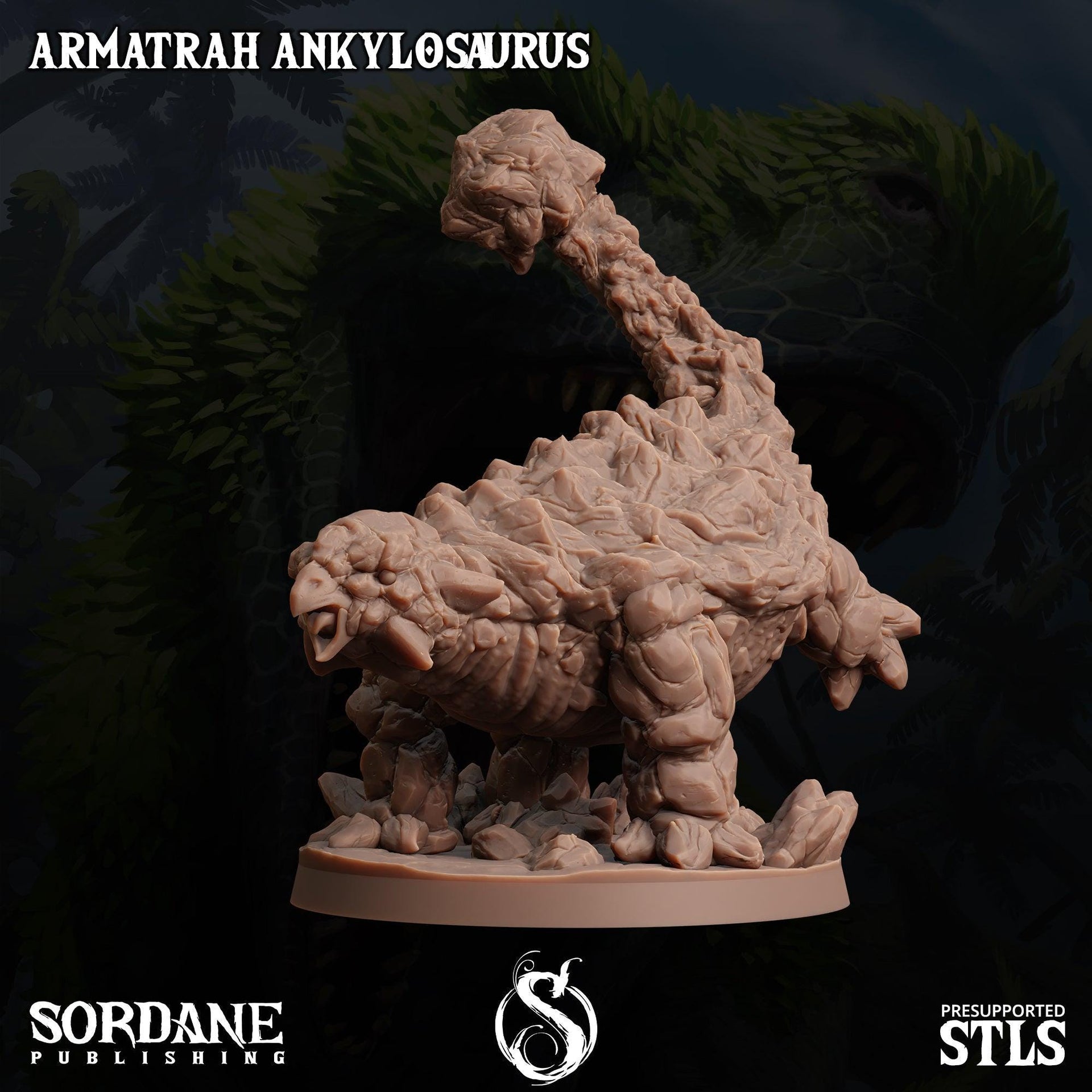 Armatrah Ankylosaurus, Stone Dinosaur- Sordane Publishing | 28mm and 32mm | Wargaming | DnD | Tabletop Roleplaying