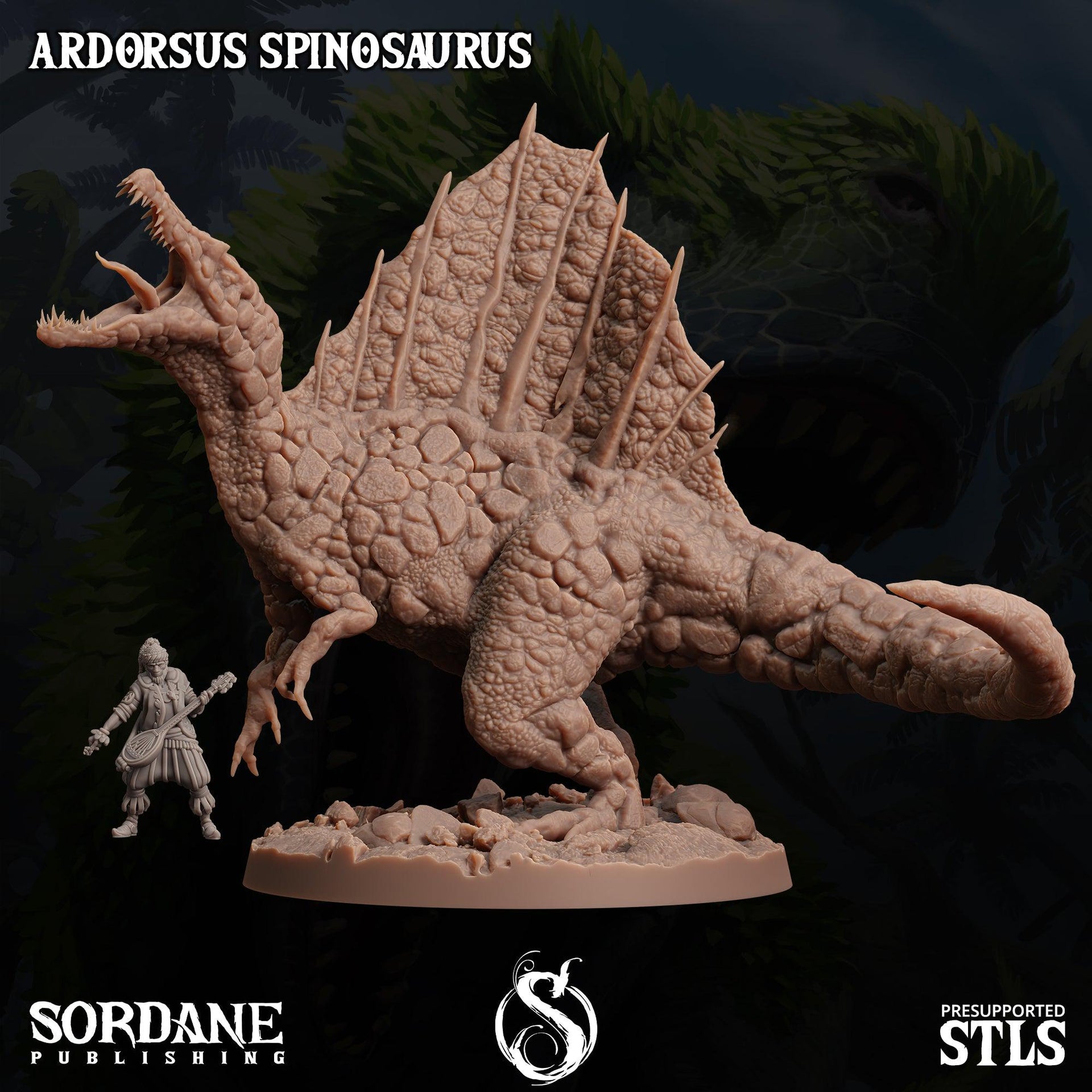 Ardorsus Spinosaurus,Sail Finned Dinosaur- Sordane Publishing | 28mm and 32mm | Wargaming | DnD | Tabletop Roleplaying