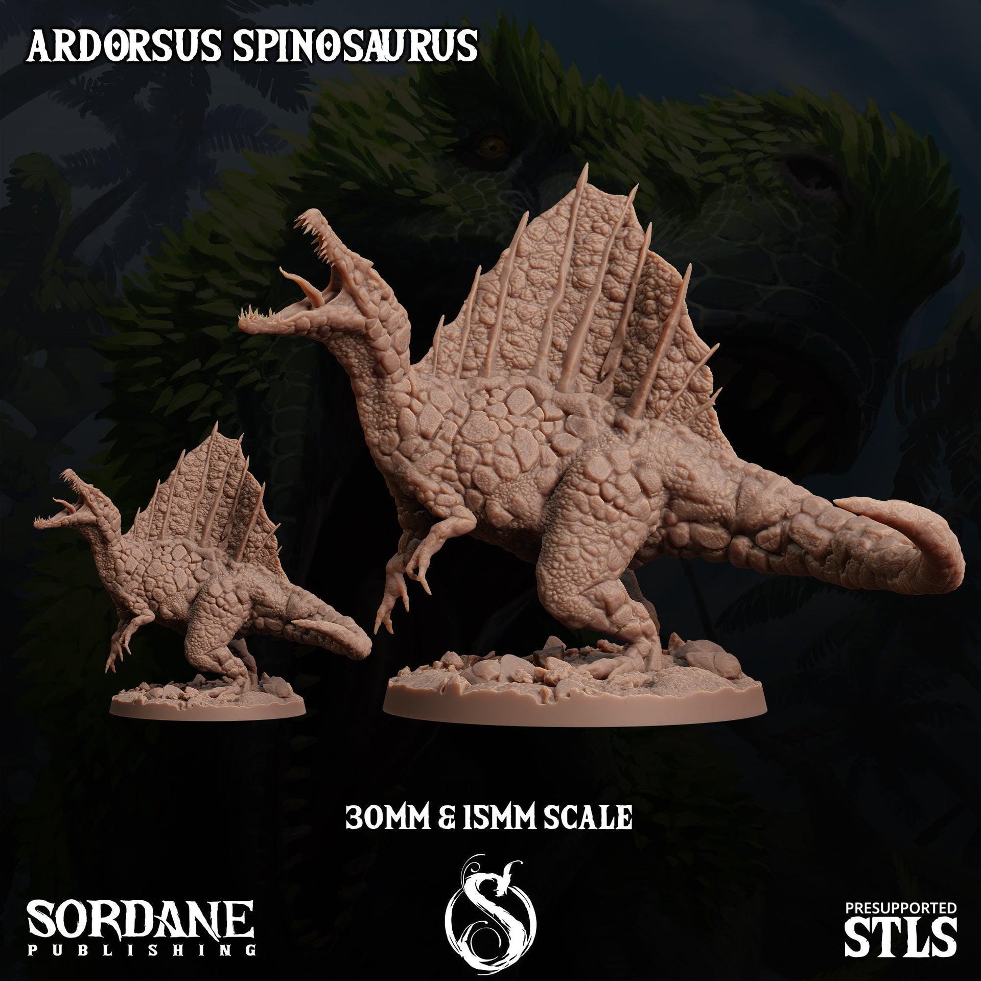 Ardorsus Spinosaurus,Sail Finned Dinosaur- Sordane Publishing | 28mm and 32mm | Wargaming | DnD | Tabletop Roleplaying