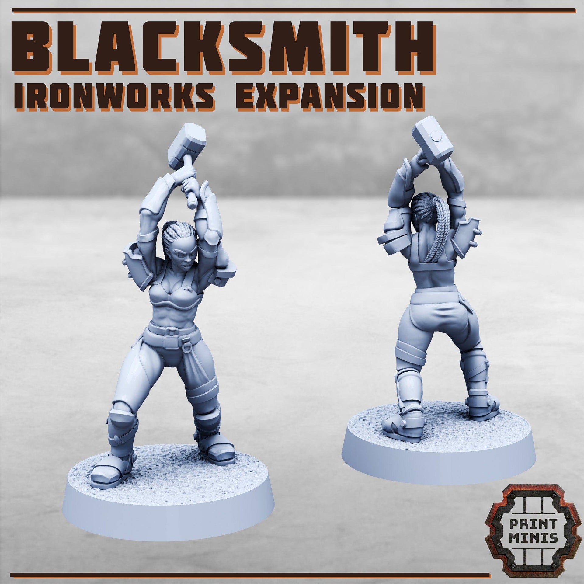 Ironworks Expansion, Blacksmith, Forge, and Power Hammer- Print Minis | 28mm and 32mm | Wargaming | DnD | Tabletop Roleplaying
