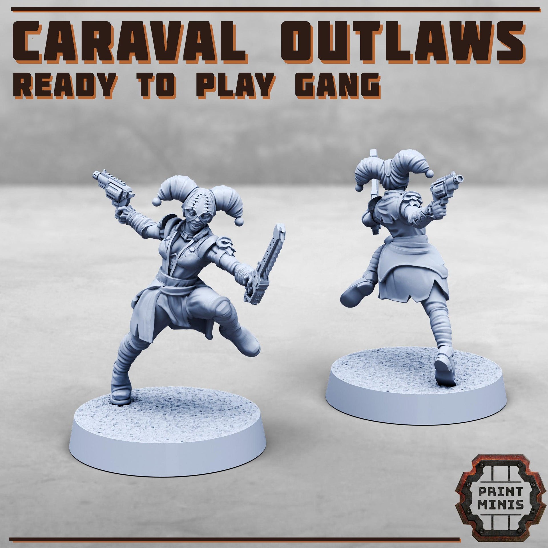 House Caraval, Modular Jester Gang- Print Minis | 28mm and 32mm | Wargaming | DnD | Tabletop Roleplaying