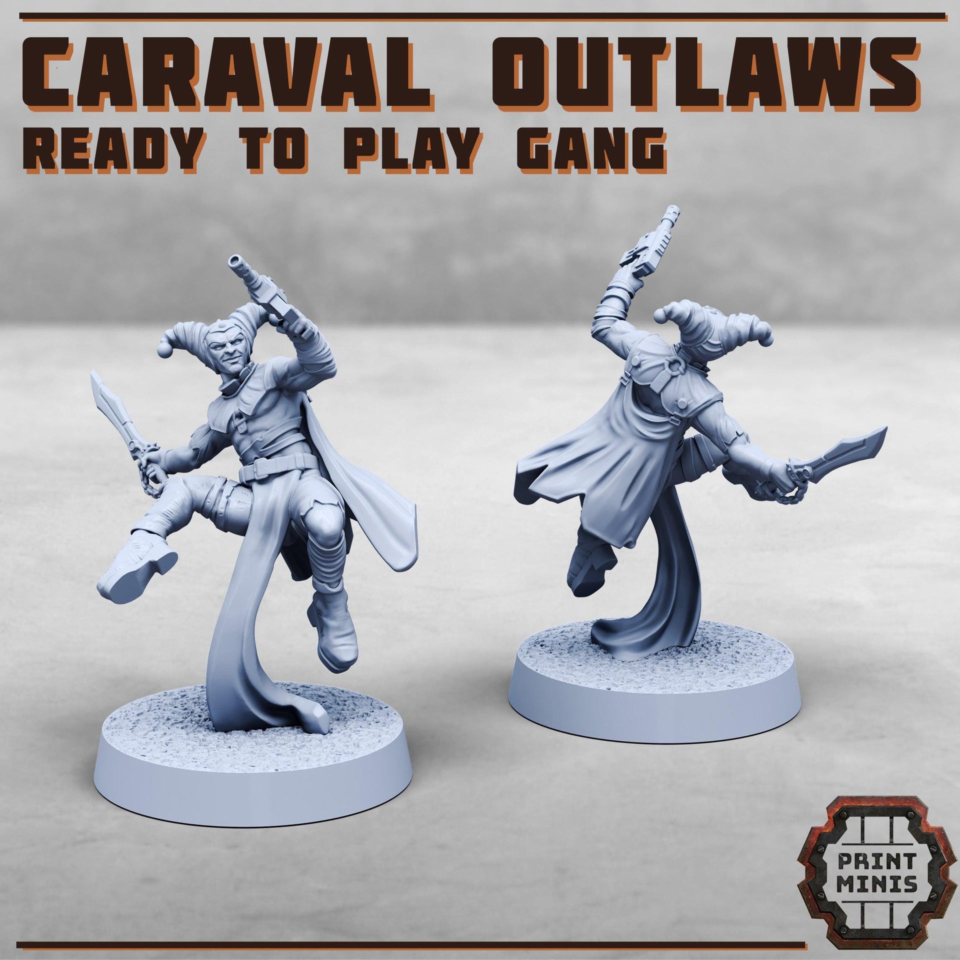 House Caraval, Modular Jester Gang- Print Minis | 28mm and 32mm | Wargaming | DnD | Tabletop Roleplaying
