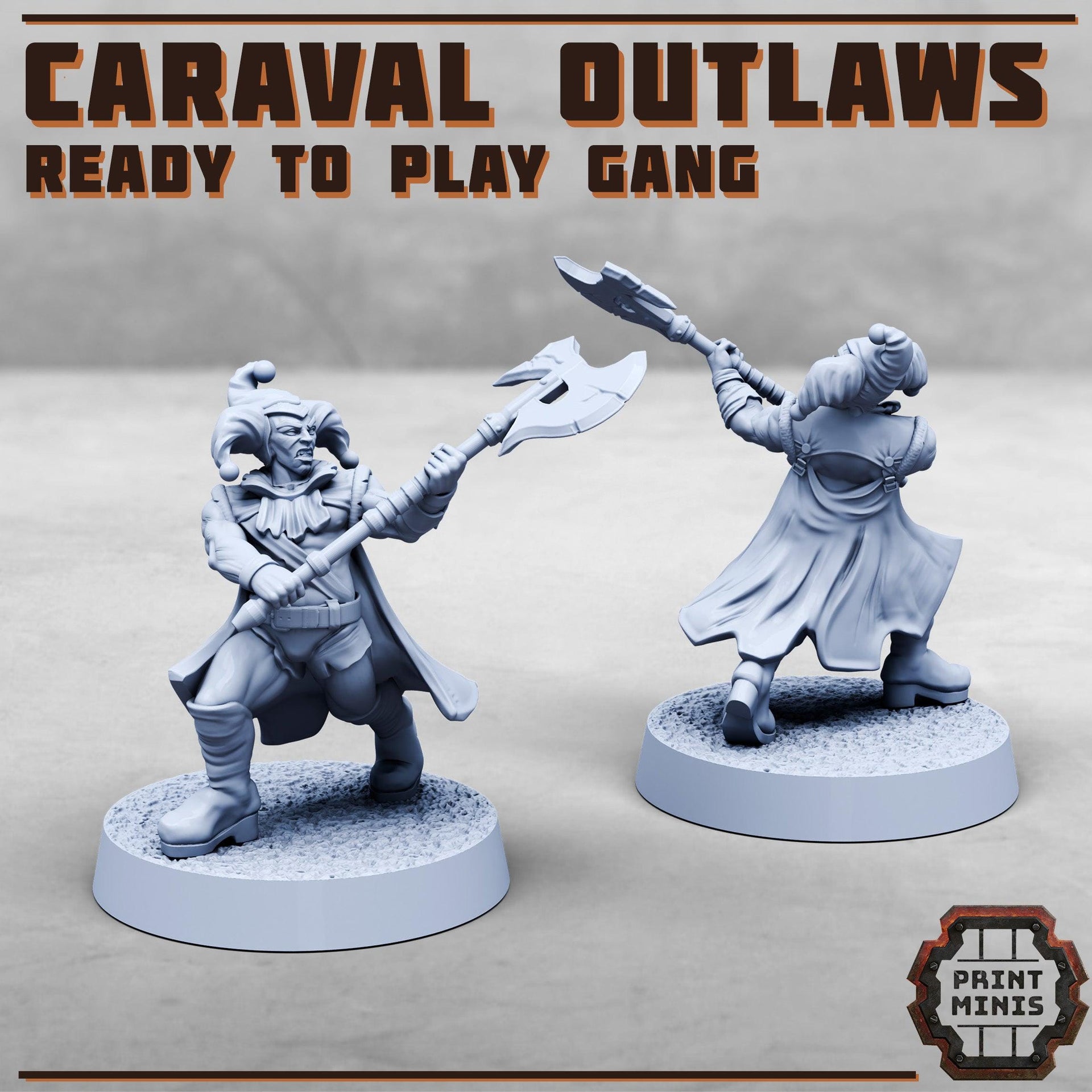 House Caraval, Modular Jester Gang- Print Minis | 28mm and 32mm | Wargaming | DnD | Tabletop Roleplaying