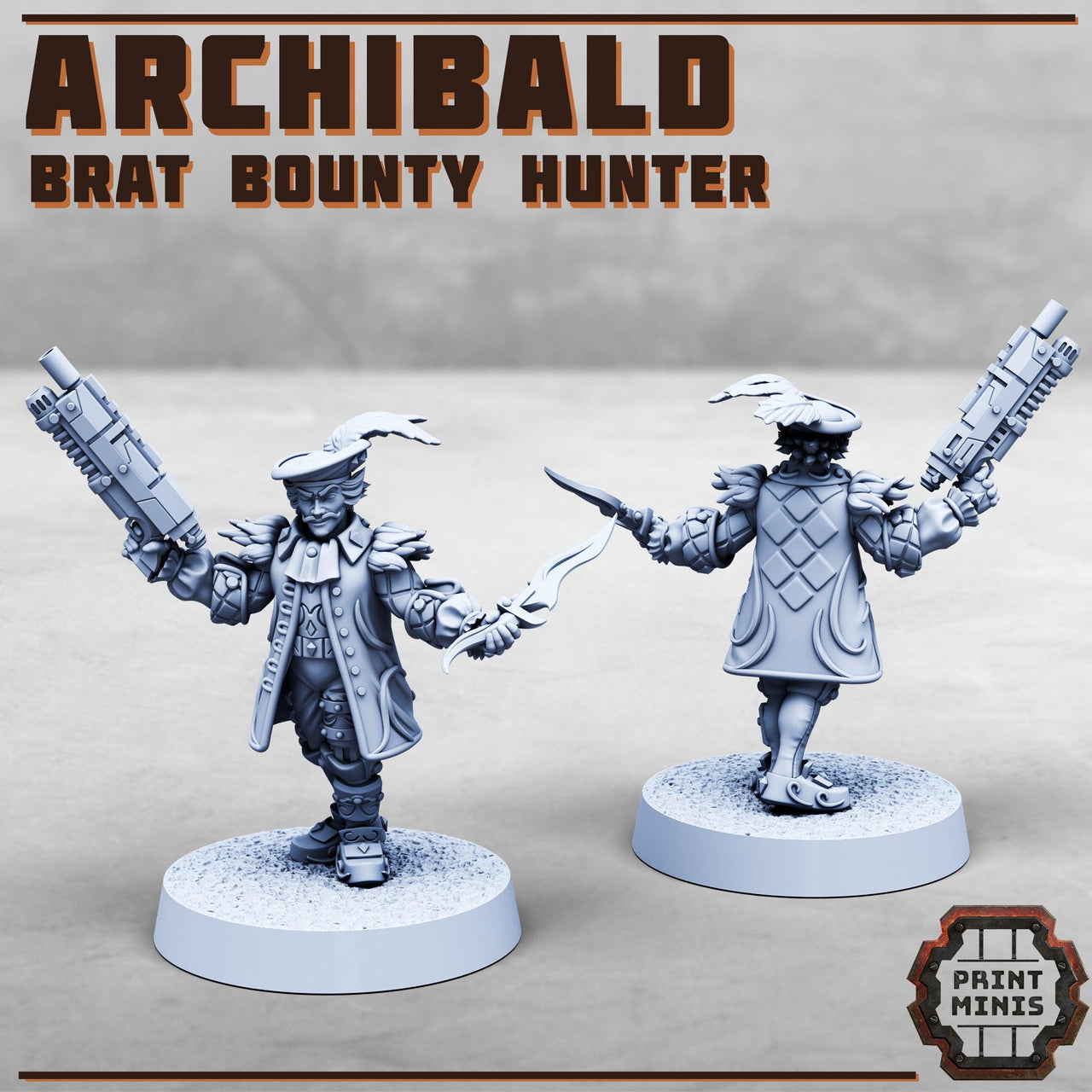 Archibald, Brat bounty hunter - Print Minis | 28mm and 32mm | Wargaming | DnD | Tabletop Roleplaying