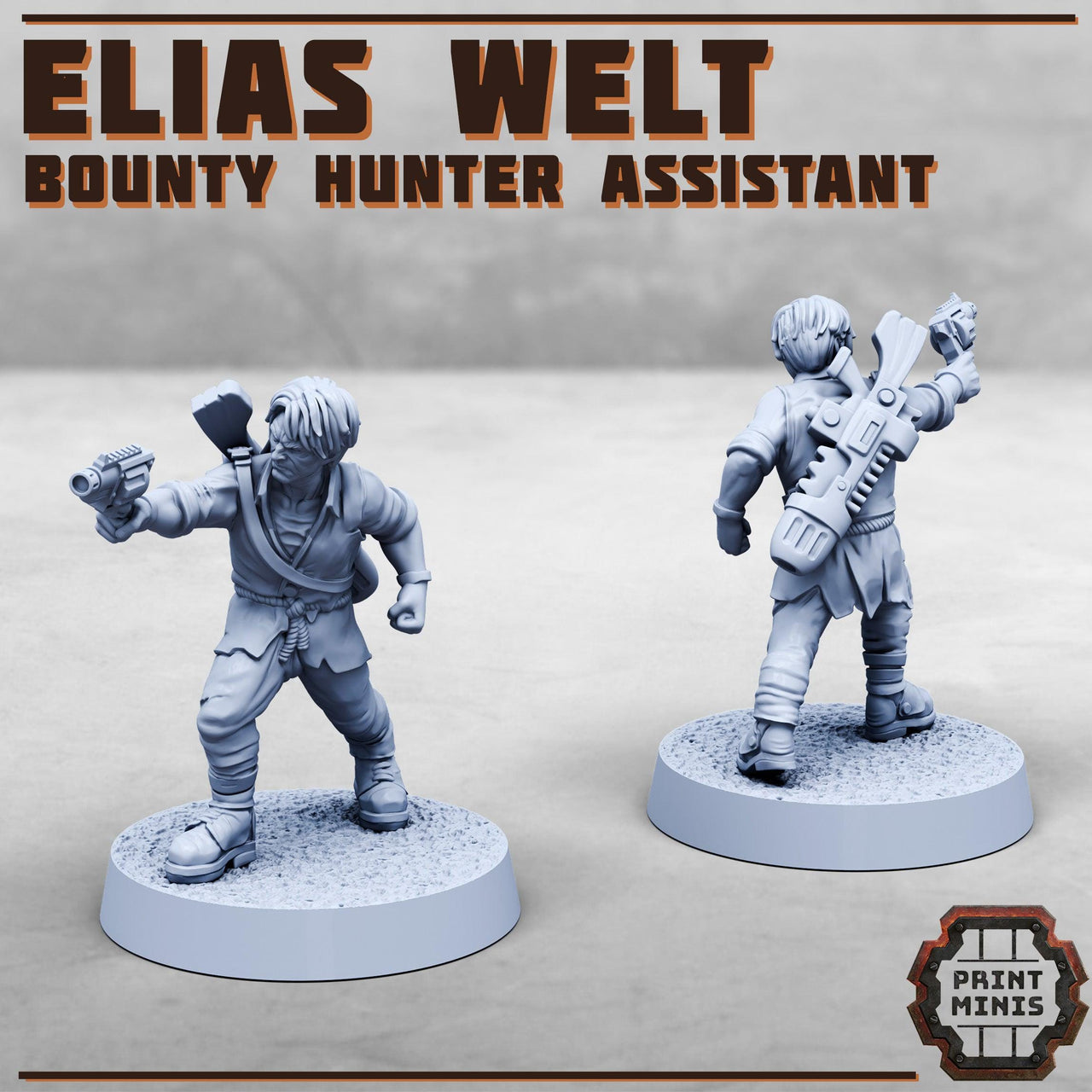 Elias Welt, Bounty Hunter Assistant - Print Minis | 28mm and 32mm | Wargaming | DnD | Tabletop Roleplaying