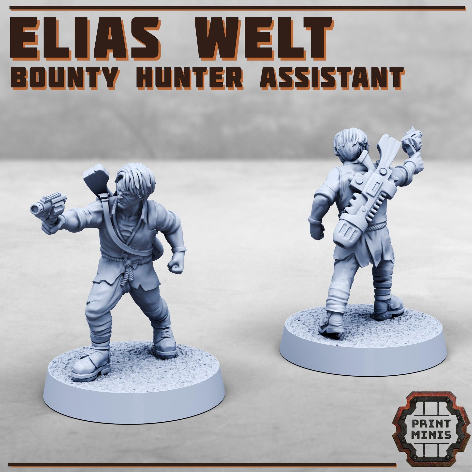 Elias Welt, Bounty Hunter Assistant - Print Minis | 28mm and 32mm | Wargaming | DnD | Tabletop Roleplaying