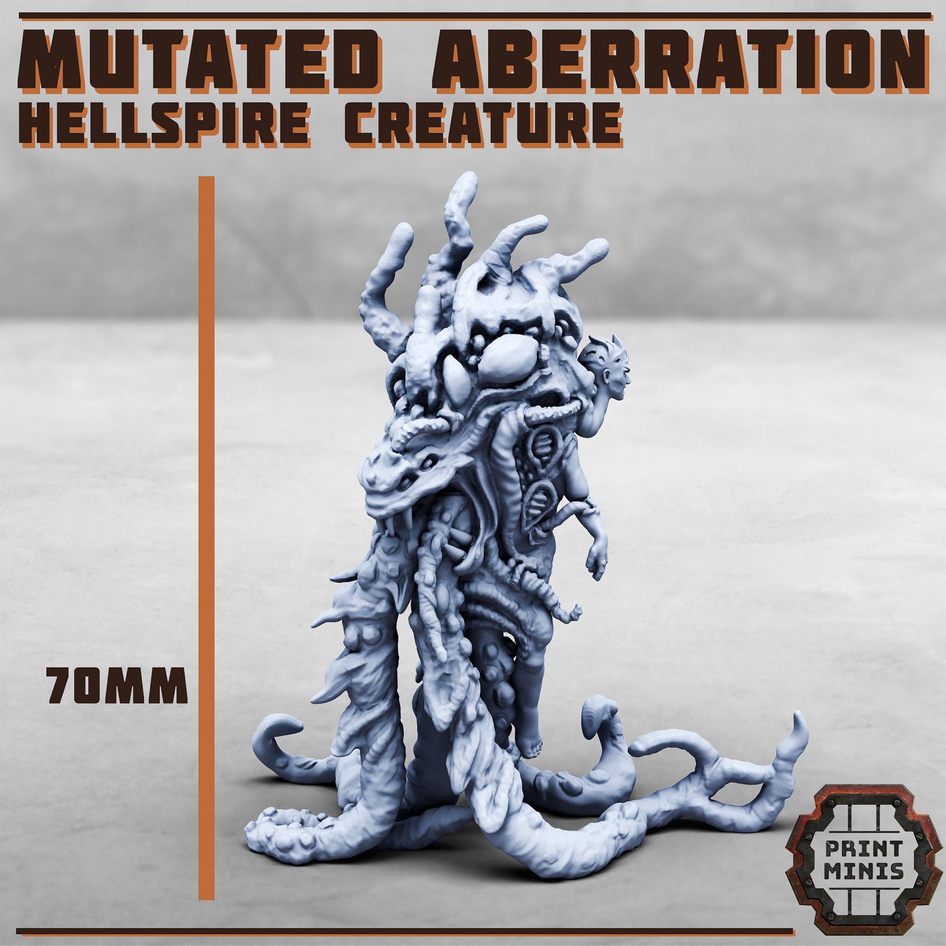 Hellspire Aberration, Mutant Creature - Print Minis | 28mm and 32mm | Wargaming | DnD | Tabletop Roleplaying