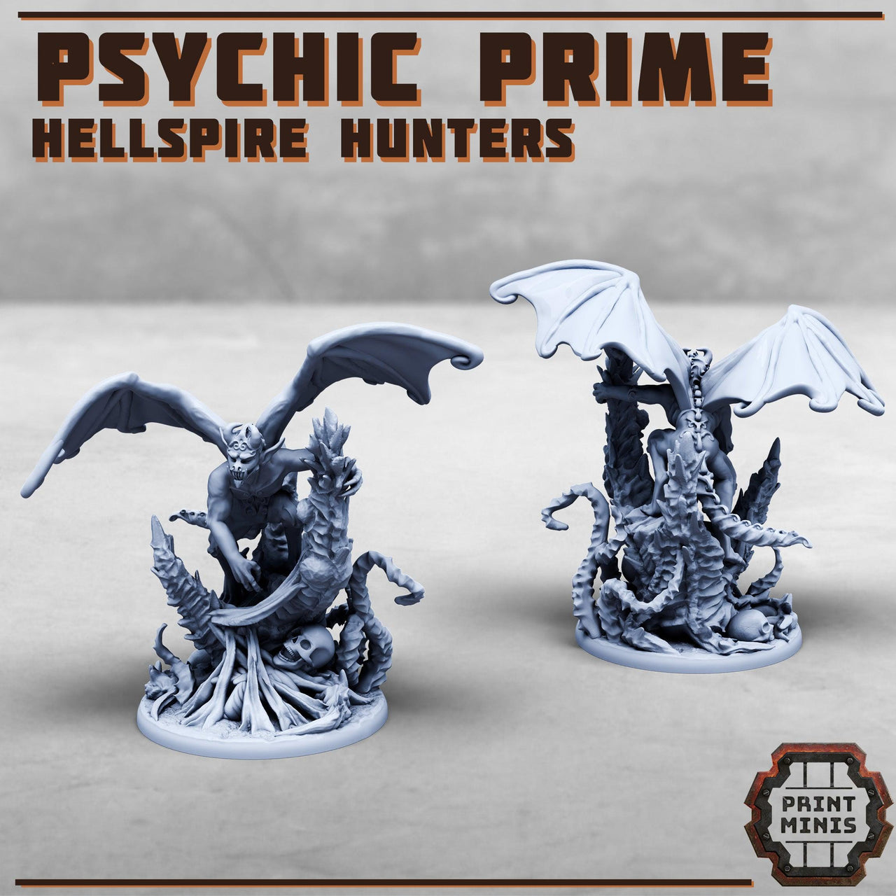 Psychic Prime, Hellspire Hunters - Print Minis | 28mm and 32mm | Wargaming | DnD | Tabletop Roleplaying