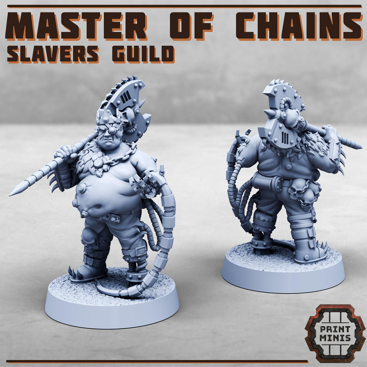 Master of Chains, Slavers Guild Jailer - Print Minis | 28mm and 32mm | Wargaming | DnD | Tabletop Roleplaying