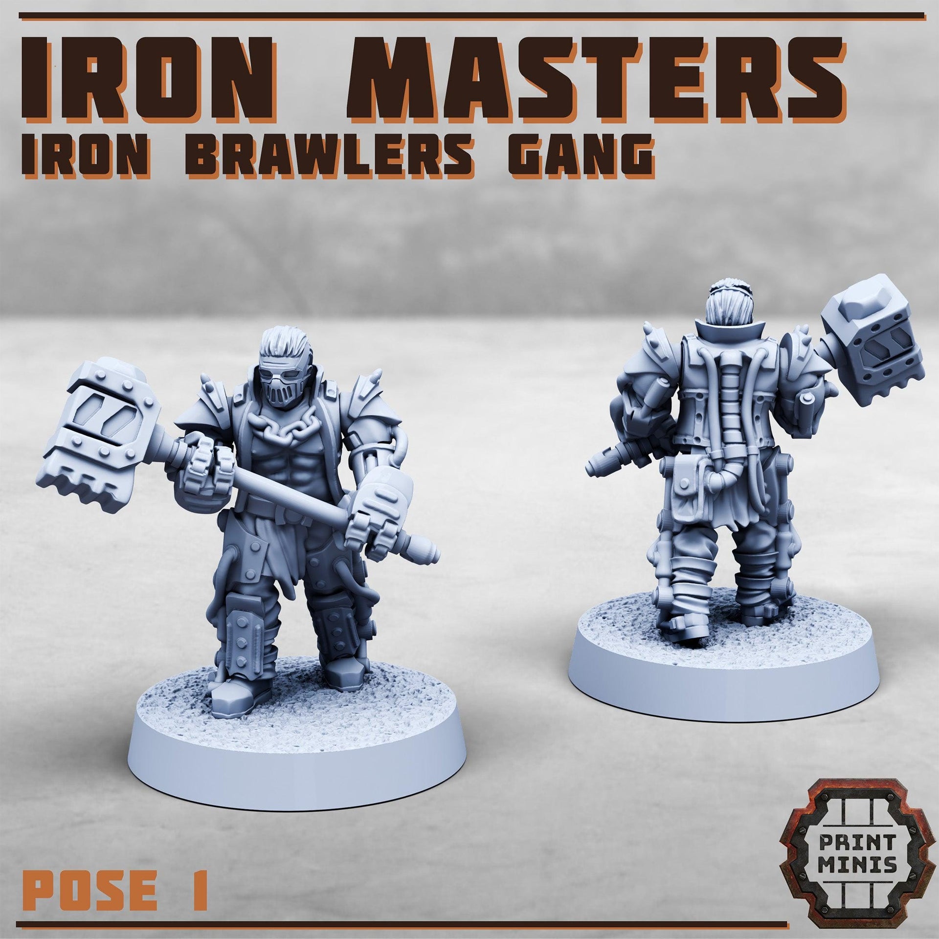 Iron Masters, Iron Brawlers Gang Champion - Print Minis | 28mm and 32mm | Wargaming | DnD | Tabletop Roleplaying