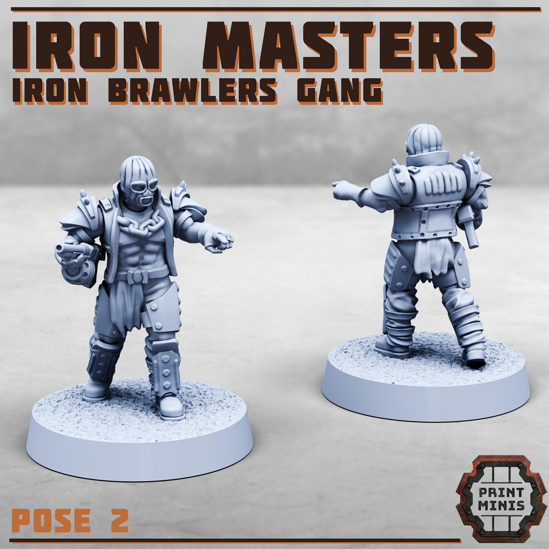 Iron Masters, Iron Brawlers Gang Champion - Print Minis | 28mm and 32mm | Wargaming | DnD | Tabletop Roleplaying