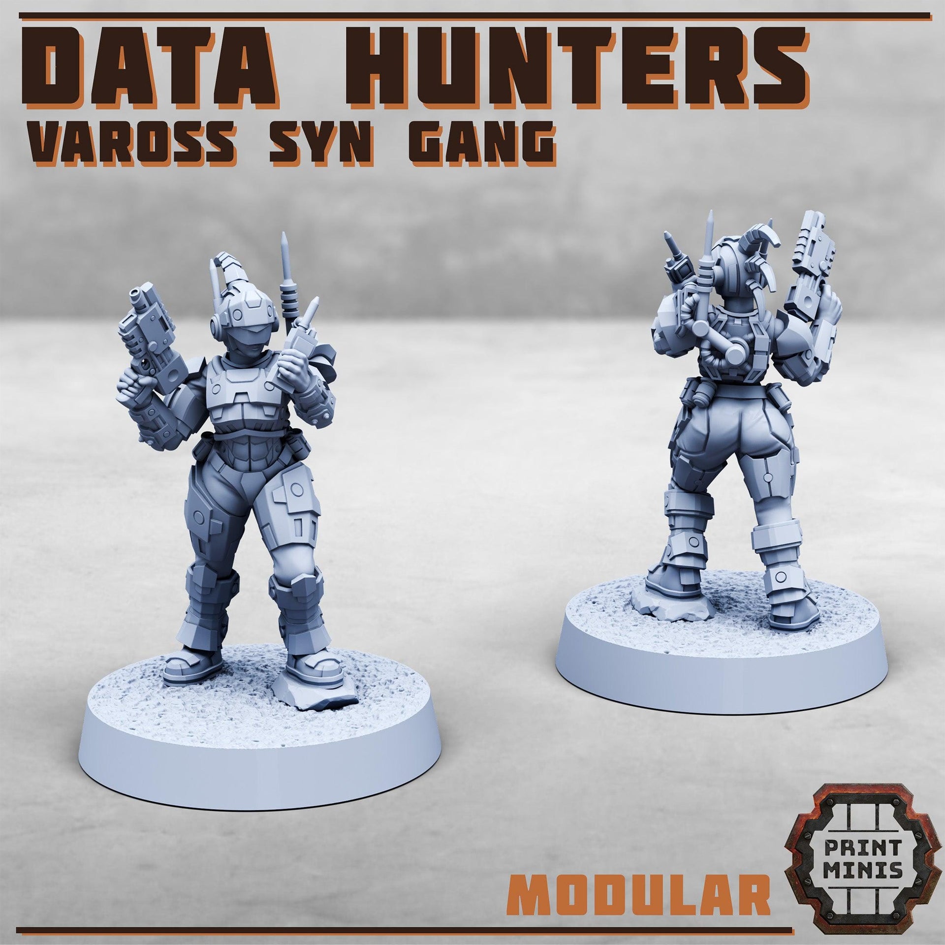 Data Hunters, Modular Vaross Syn Gang- Print Minis | 28mm and 32mm | Wargaming | DnD | Tabletop Roleplaying