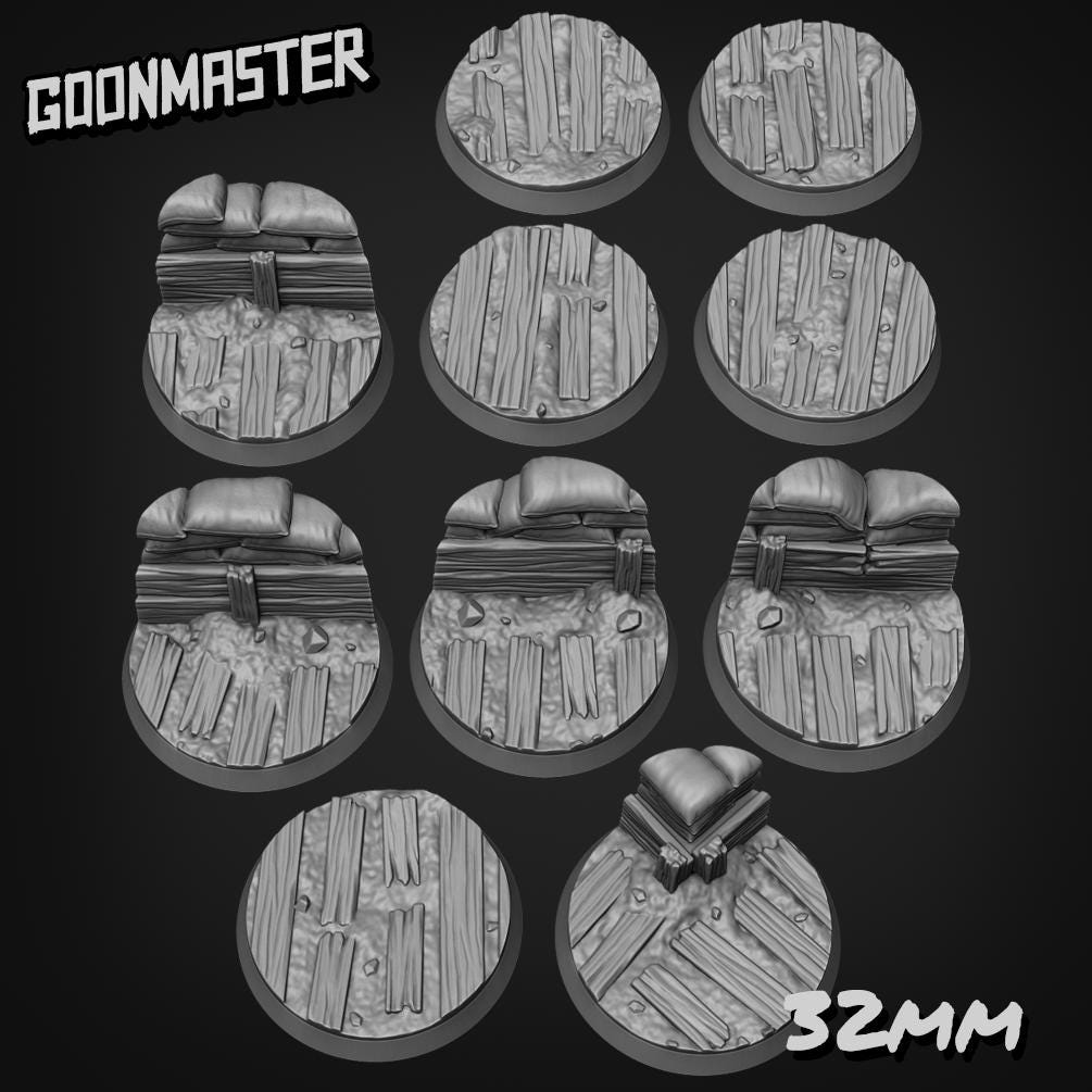 Trench Bases - Goonmaster | 28mm and 32mm | Wargaming | DnD | Tabletop Roleplaying