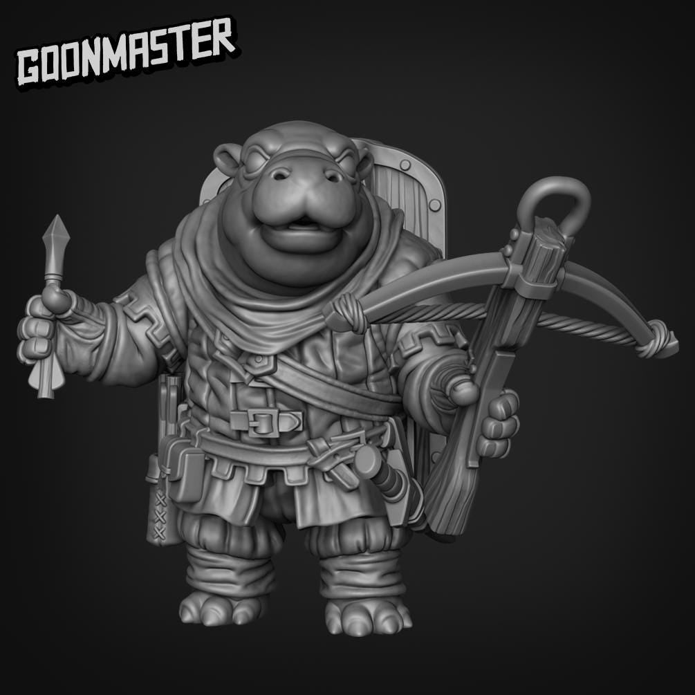 Tiny Hippo Arbalest - Goonmaster | Hippo Crossbow Soldier | 28mm and 32mm | Wargaming | DnD | Tabletop Roleplaying