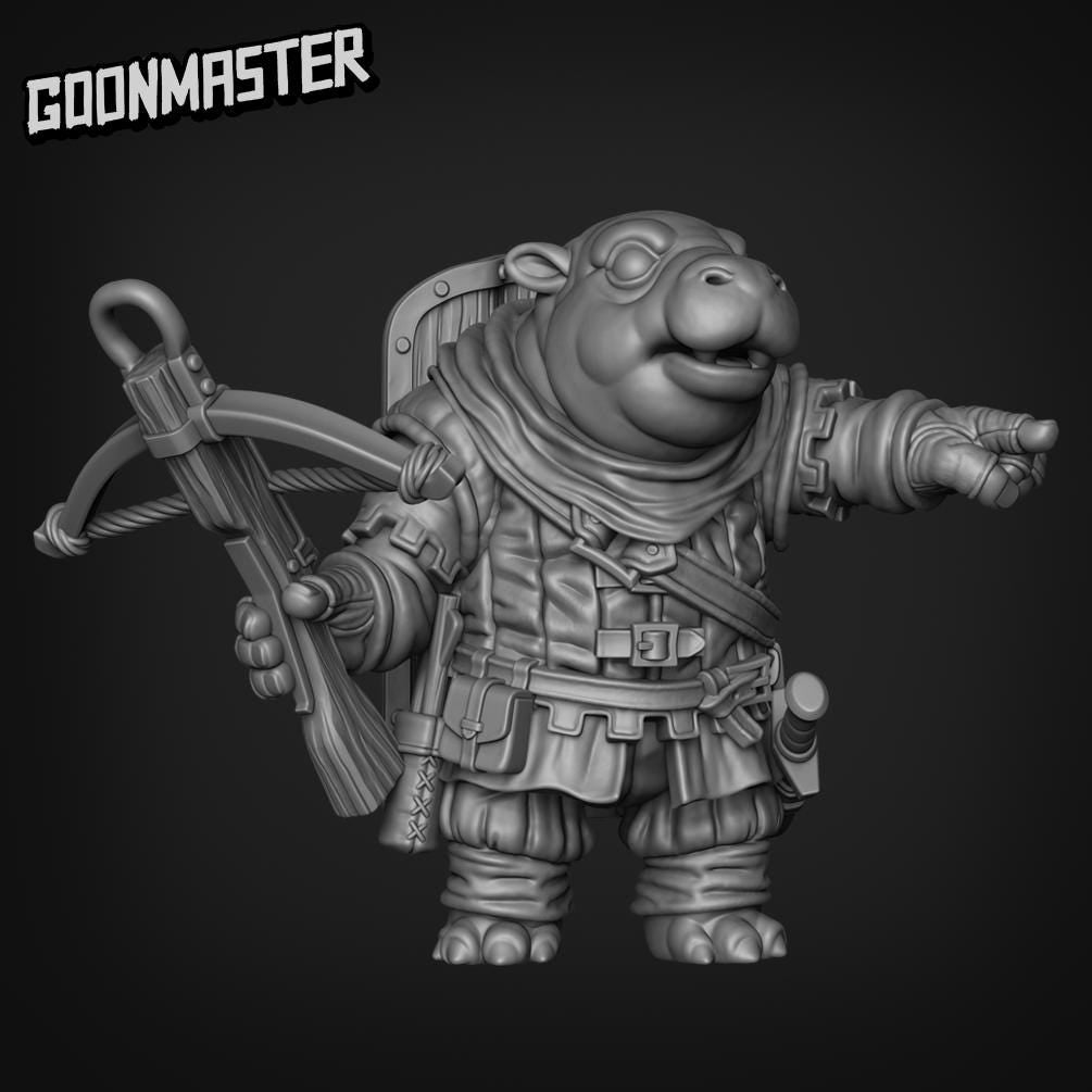 Tiny Hippo Arbalest - Goonmaster | Hippo Crossbow Soldier | 28mm and 32mm | Wargaming | DnD | Tabletop Roleplaying