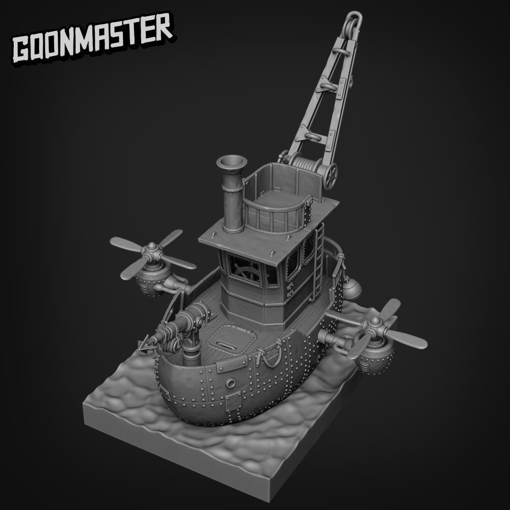 Steam Ship - Goonmaster | Playable Cabin, Magnet Ready | 28mm and 32mm | Wargaming | DnD | Tabletop Roleplaying