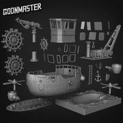 Steam Ship - Goonmaster | Playable Cabin, Magnet Ready | 28mm and 32mm | Wargaming | DnD | Tabletop Roleplaying