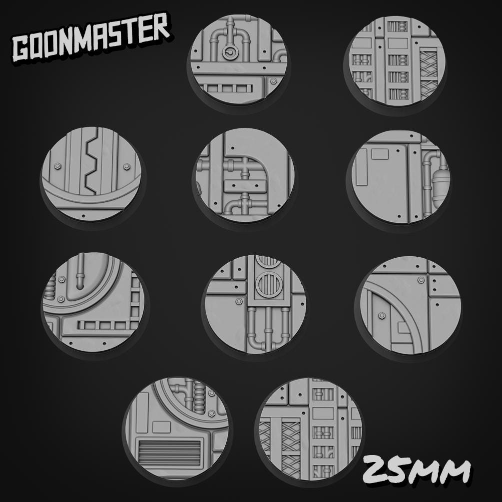 Industrial SciFi Floor Bases - Goonmaster | 28mm and 32mm | Wargaming | DnD | Tabletop Roleplaying
