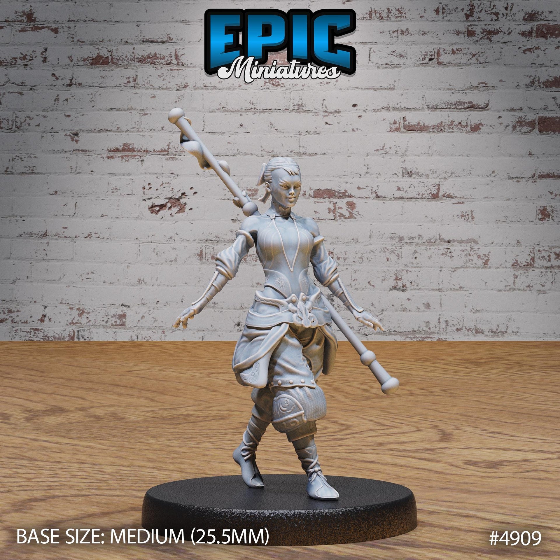 Monk Adventurer Female - Epic Miniature | 28mm and 32mm | Wargaming | DnD | Tabletop Roleplaying