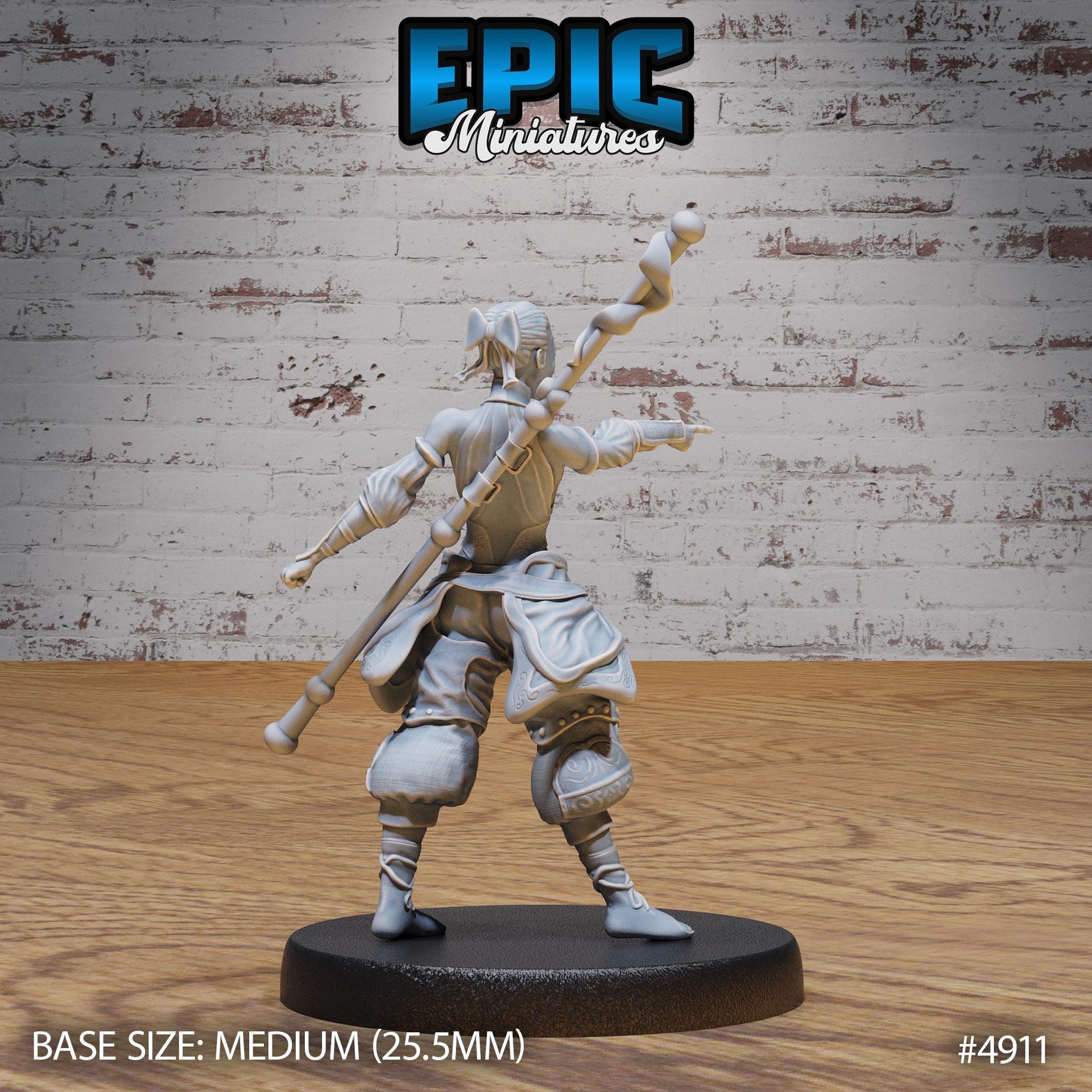 Monk Adventurer Female - Epic Miniature | 28mm and 32mm | Wargaming | DnD | Tabletop Roleplaying
