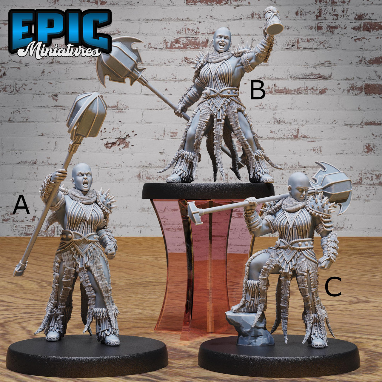Bald Dwarf Female - Epic Miniatures | 28mm and 32mm | Wargaming | DnD | Tabletop Roleplaying